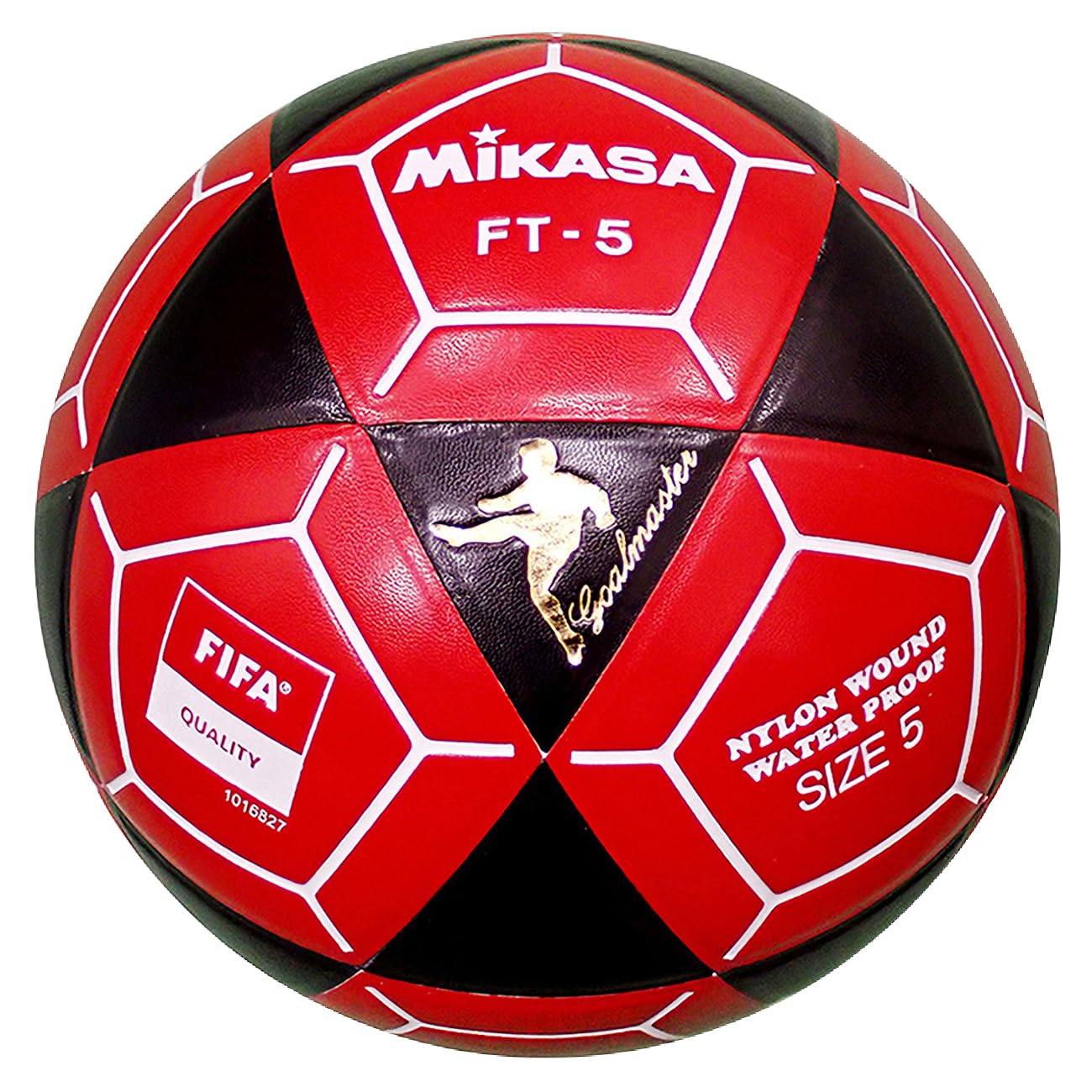 Pelota de Fútbol Mikasa FT5 Negro Rojo Talla 5