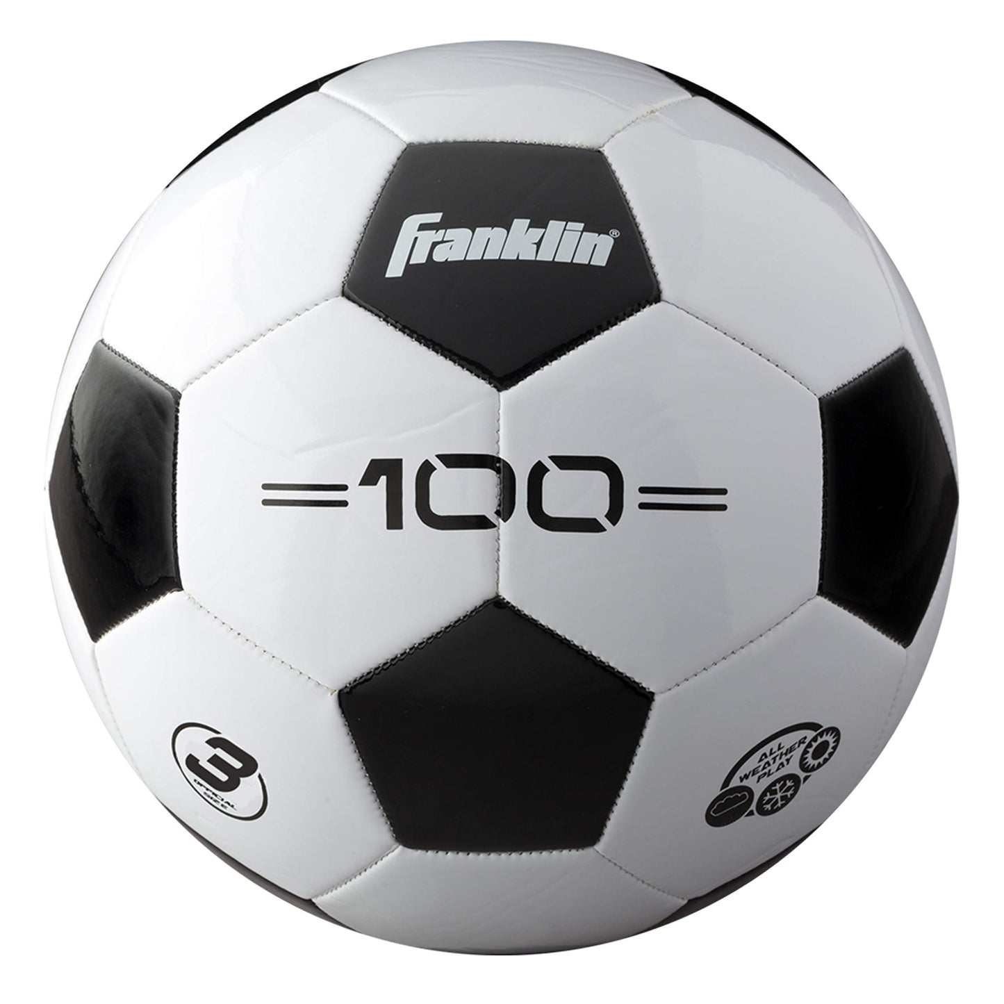 Franklin Sports Competition F-100 Balón de fútbol, Blanco/Negro, 3
