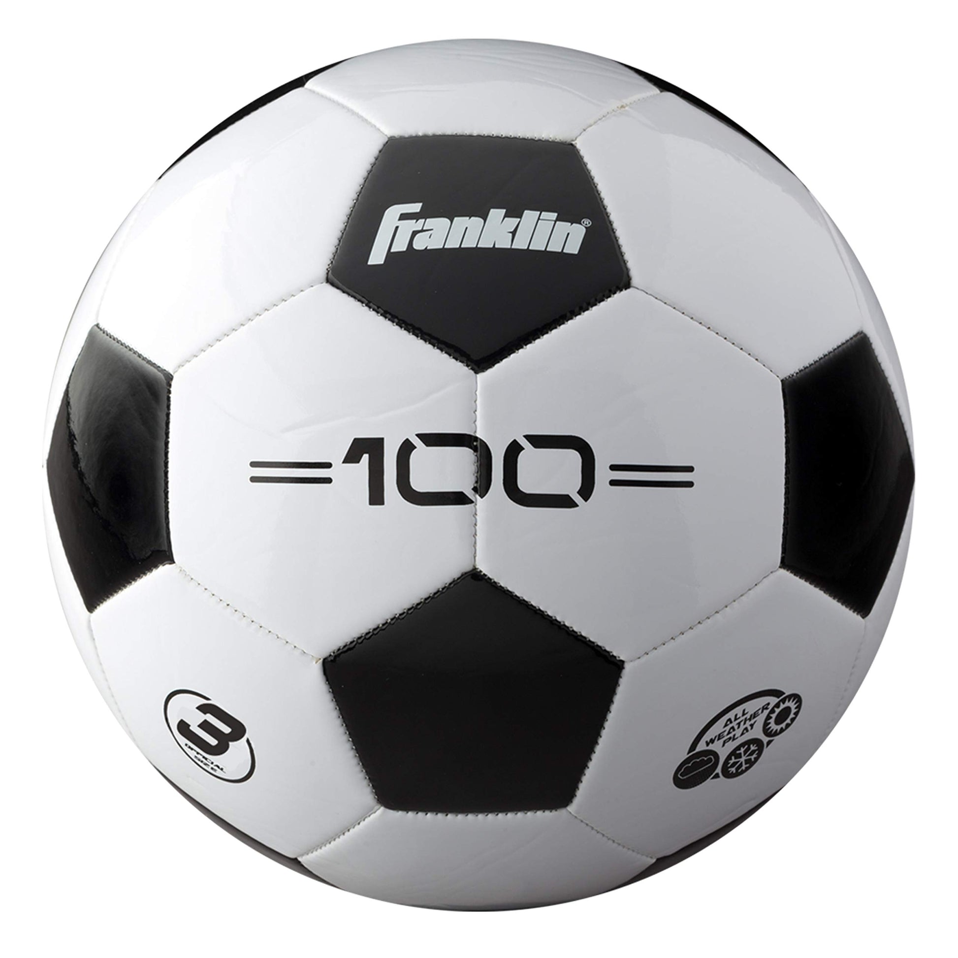 Franklin Sports Competition F-100 Balón de fútbol, Blanco/Negro, 3