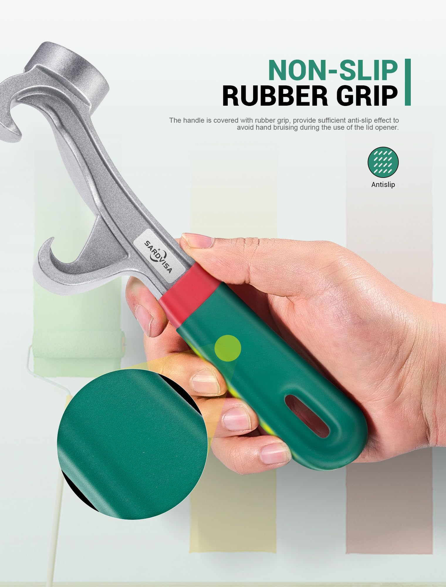 Herramienta de abridor de cubos mejorada de 5 galones, llave de aluminio de 8.5 pulgadas con mango de goma antideslizante, tapa de abrelatas de metal, herramienta de eliminación de cubos para el hogar