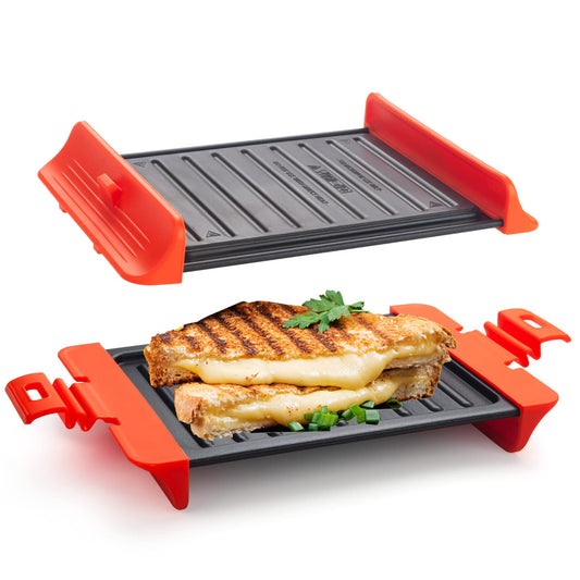 Maconee - Sandwichera de microondas | Máquina de queso para microondas | Utensilios de cocina tostador para microondas | Prensa Panini | Cocina rápida y apta para lavaplatos, color naranja