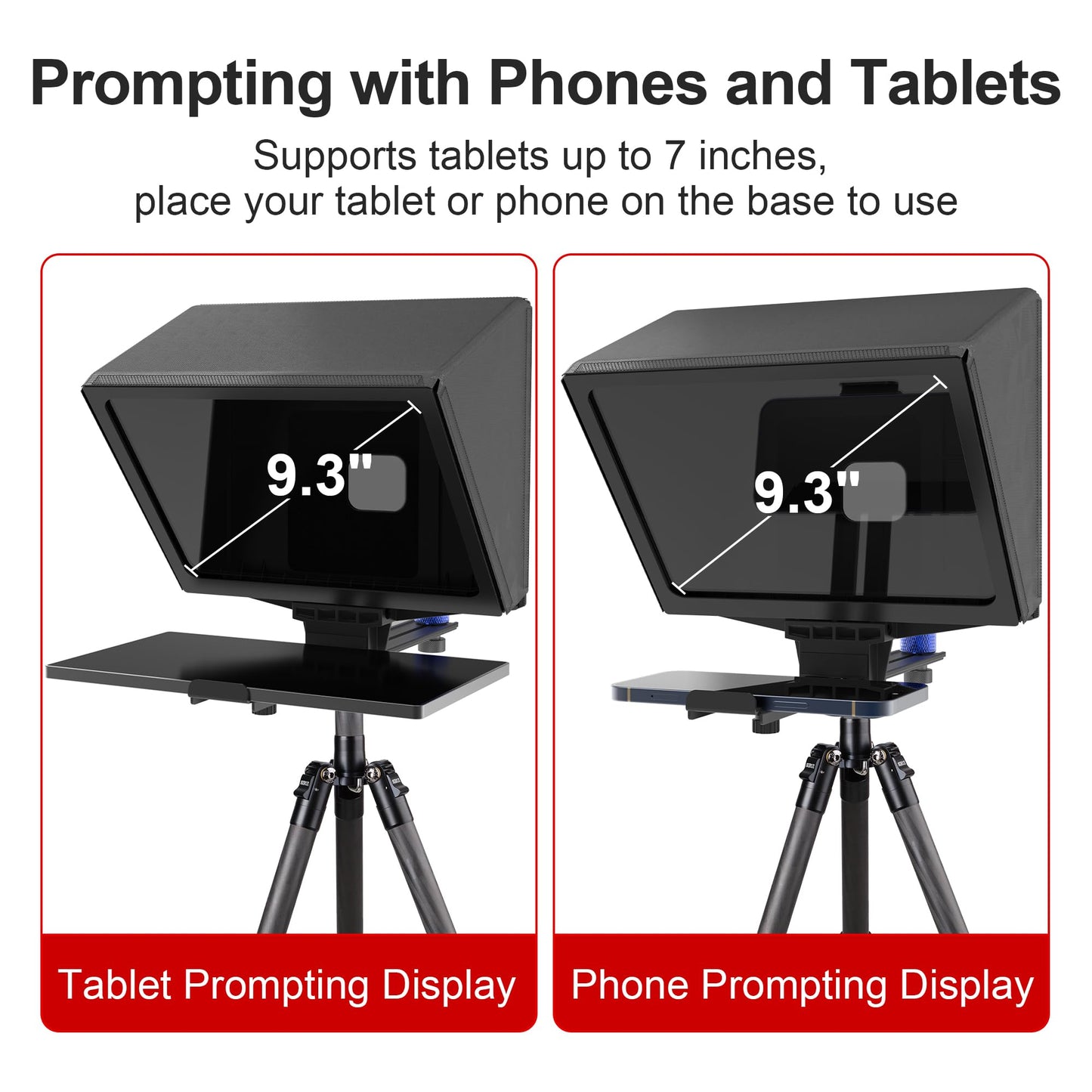 Glazon Teleprompter de 9.3 pulgadas para teléfono y cámara, con aplicación y control remoto