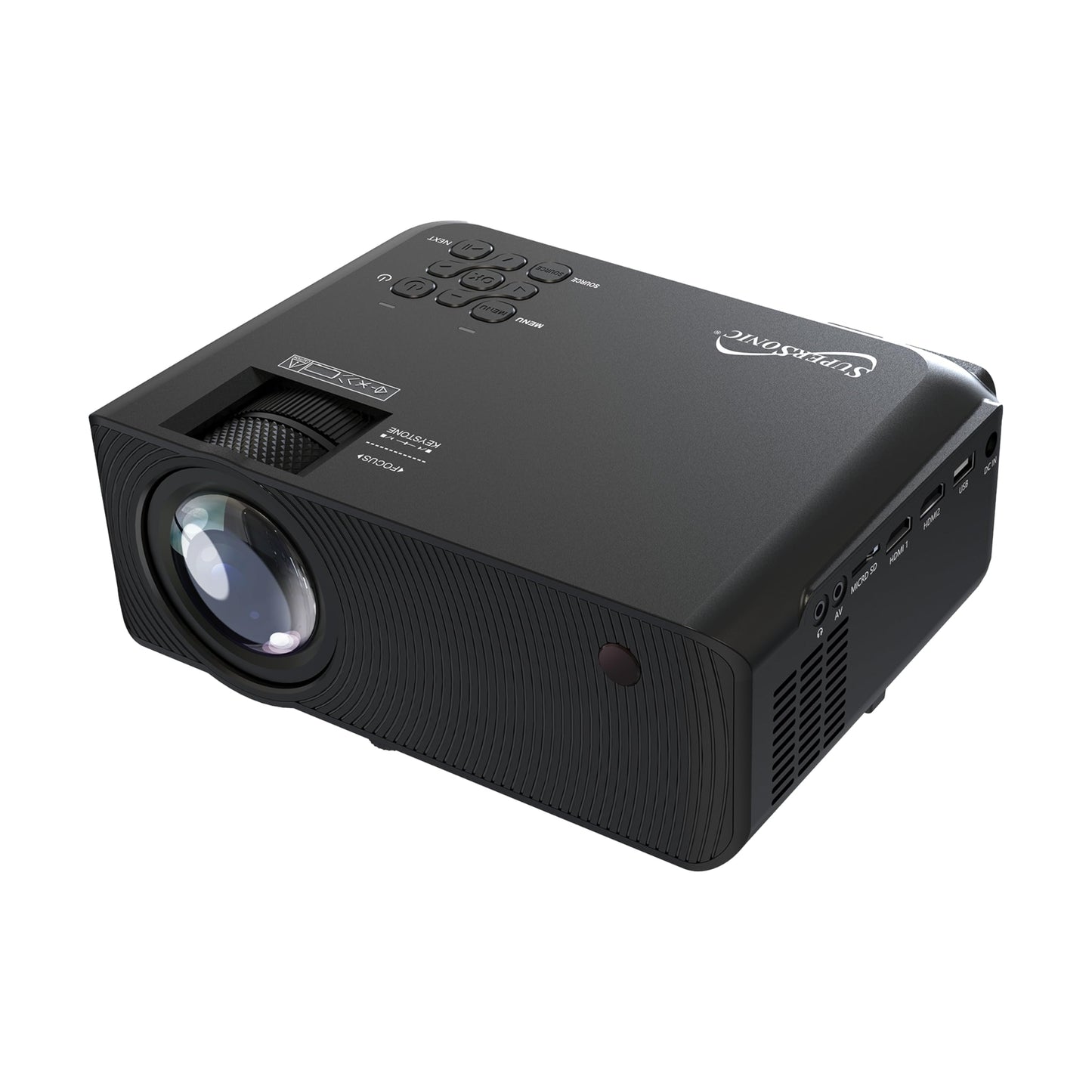 Proyector Supersonic Blanco Bluetooth de Cine en Casa Lumina Cristalina 7000 1080P inalámbrico para Colores Reales y Sonido Potente
