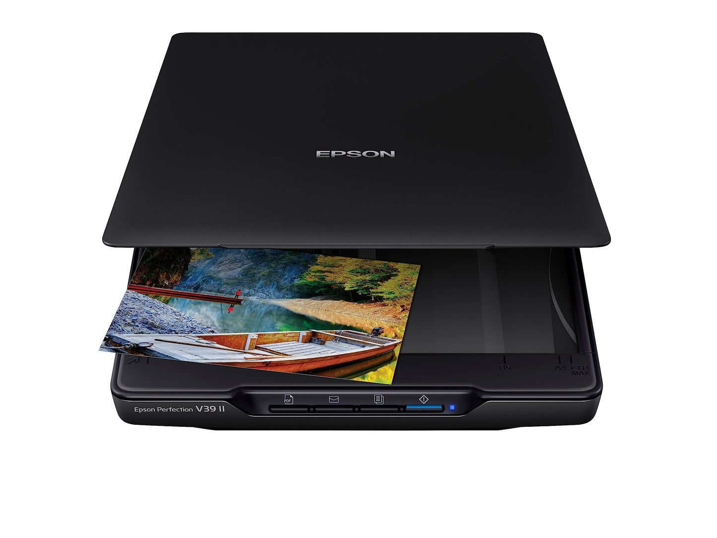 Escáner Plano Epson Perfection V39 II a Color Resolución 4800 PPP Tapa Extraíble Alta para Escaneo a la Nube USB