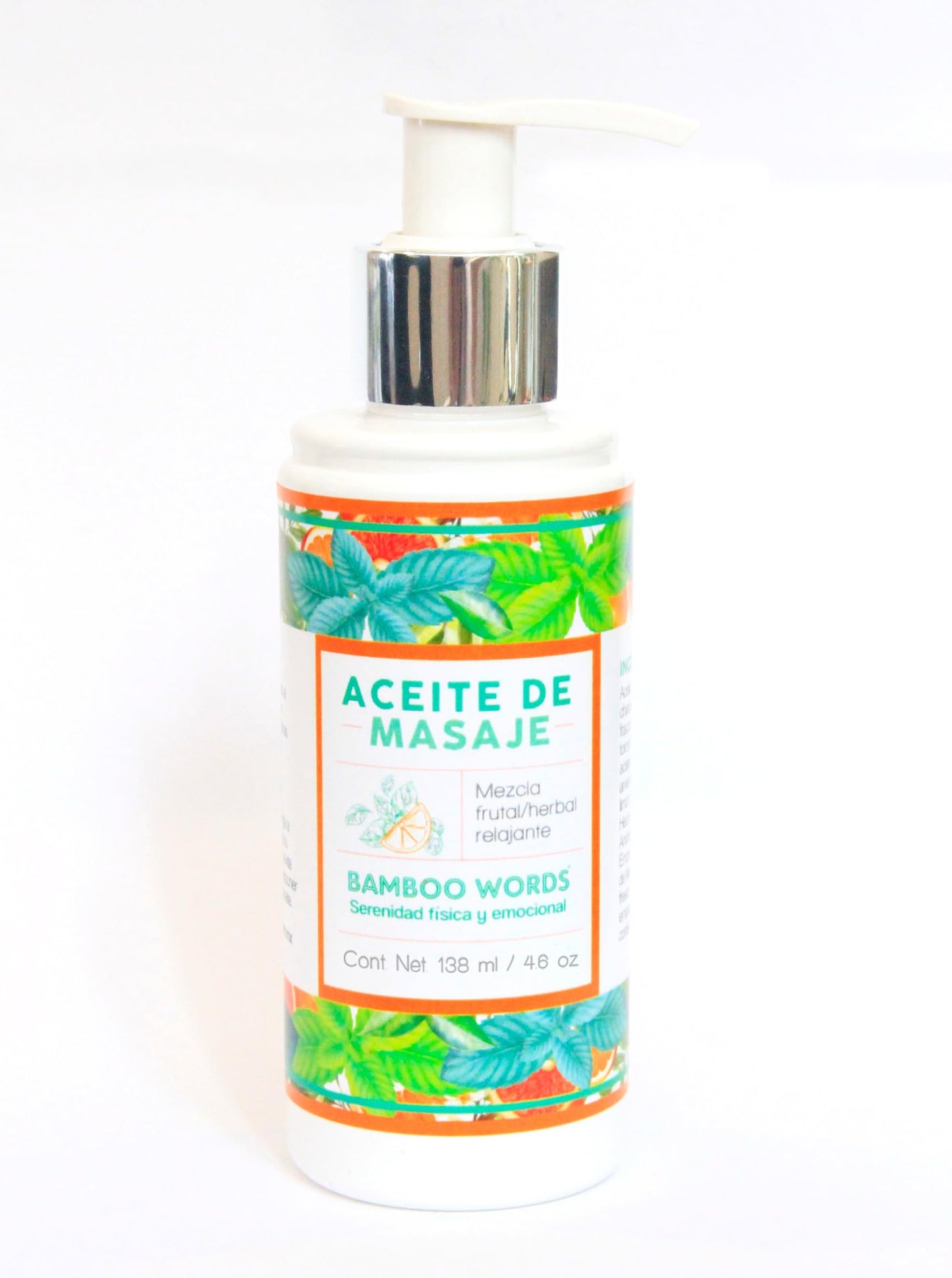 Bamboo Words | Aceite para Masaje | Mezcla de Cítricos | Menta, Toronja y Té de limón | Aceite corporal | Limpia y Humecta | 138 ml
