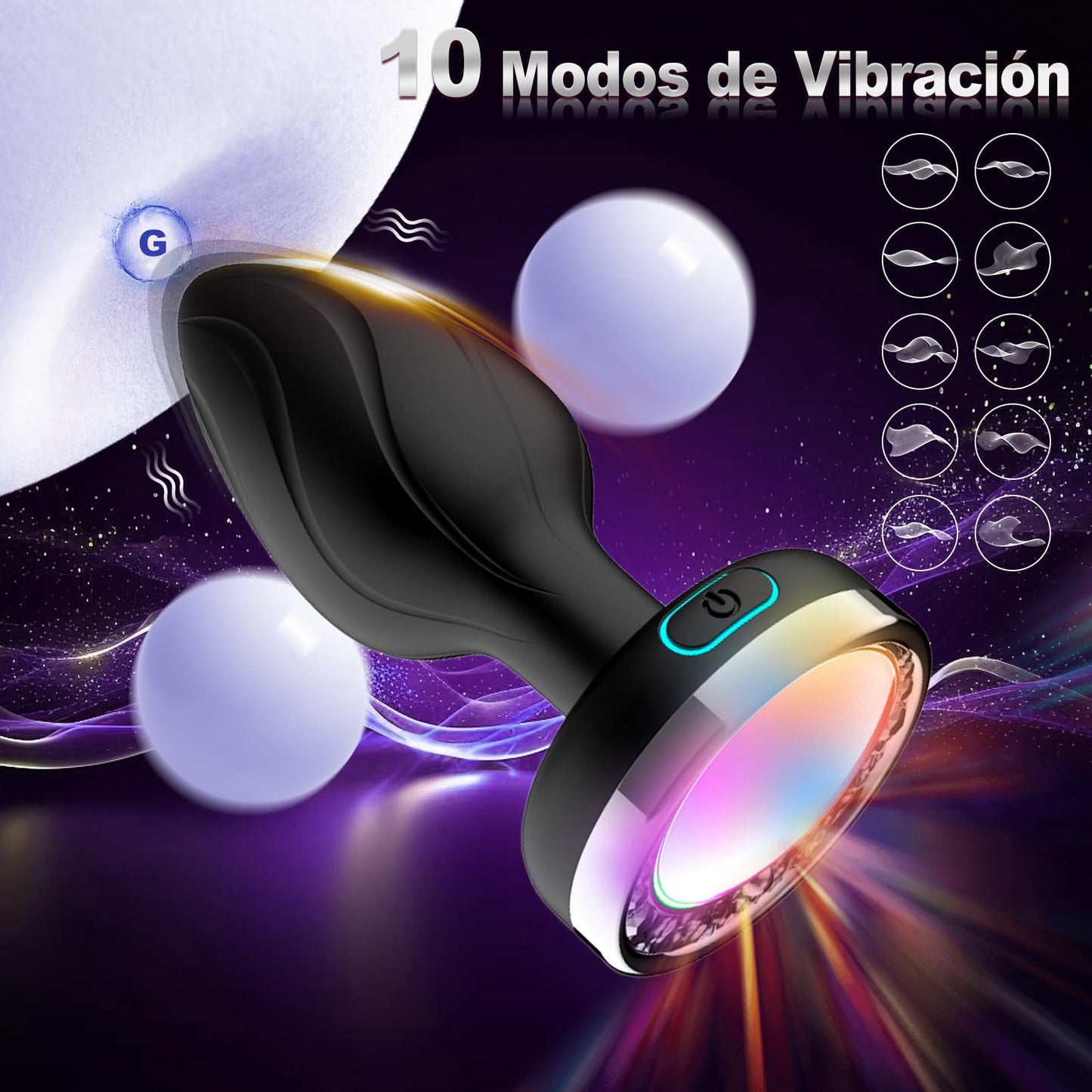Vibrador Anal Masajeador de Próstata con Control Remoto y 10 Modos de Vibración e Iluminación