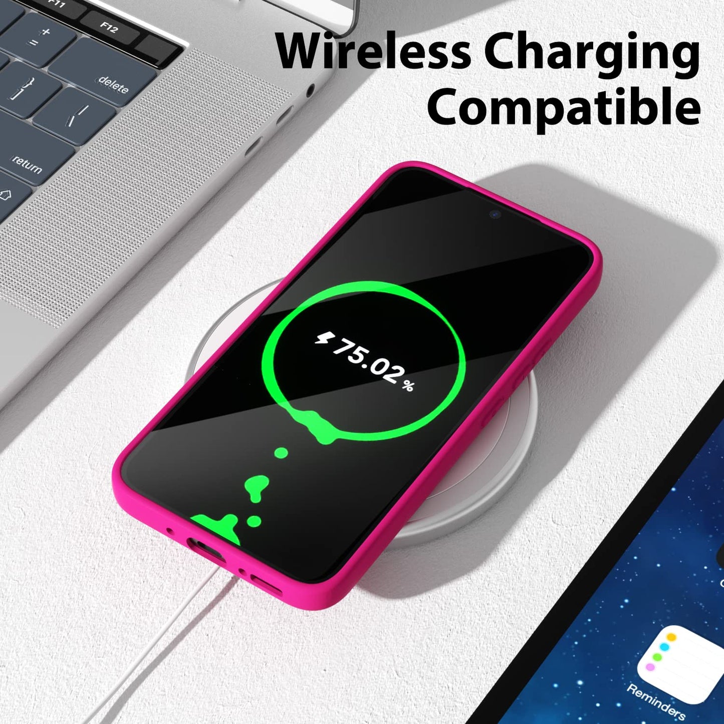 oakxco - Funda de silicona líquida para Samsung Galaxy A54 de 5 g, color sólido fluorescente, delgada, de goma suave, de poliuretano termoplástico suave, lisa, mate para mujeres y niñas, color rosa