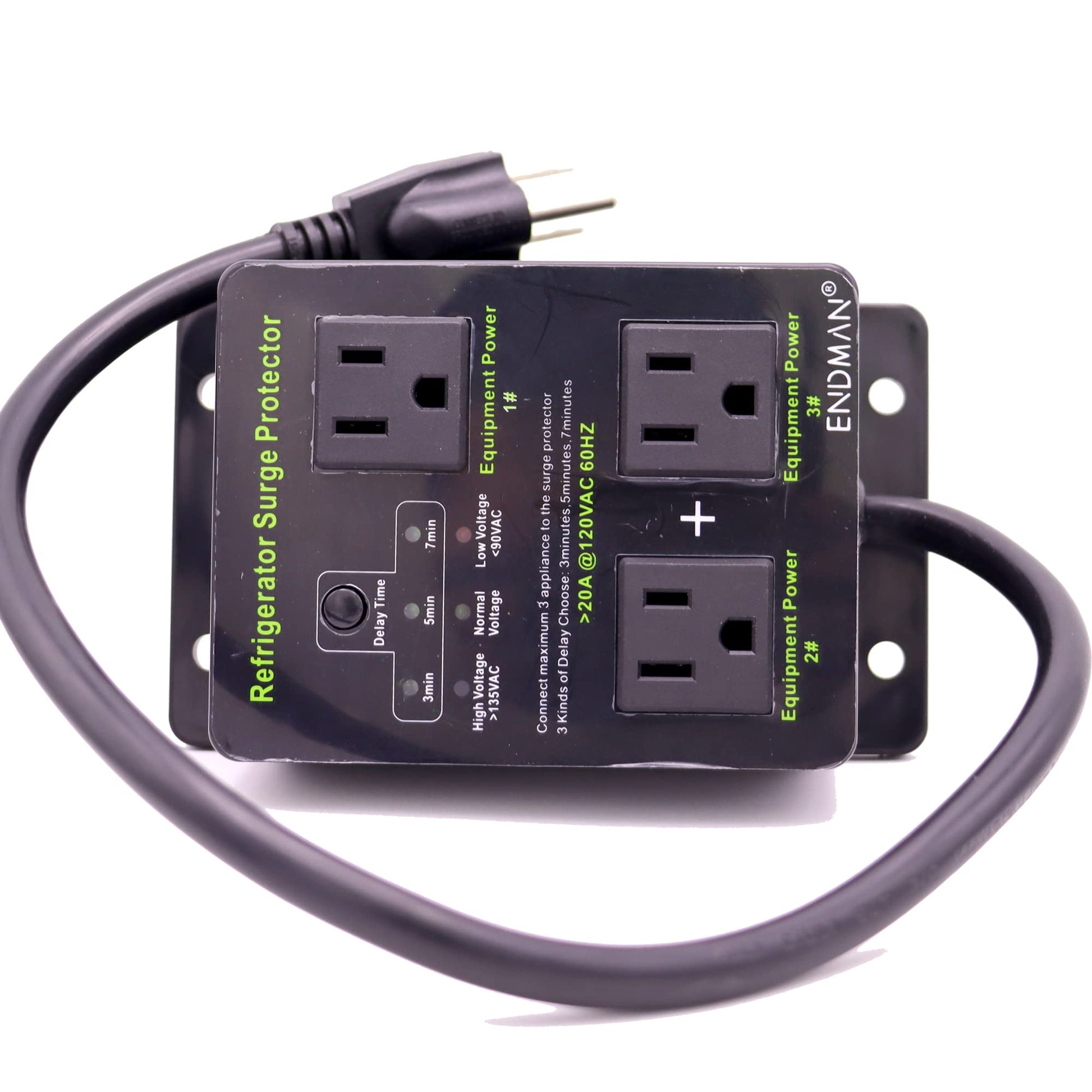 Protector de Sobretensiones Endman Blanco con Retardo de Tiempo para Nevera y Electrodomésticos