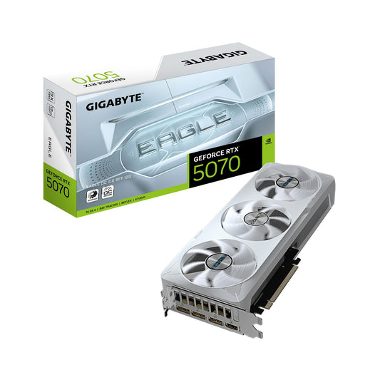 GIGABYTE Tarjeta gráfica GeForce RTX 5070 Eagle OC Ice SFF 12G, GDDR7 de 12 GB de 192 bits, PCIe 5.0, Sistema de enfriamiento WINDFORCE, GV-N5070EAGLEOC ICE-12GD