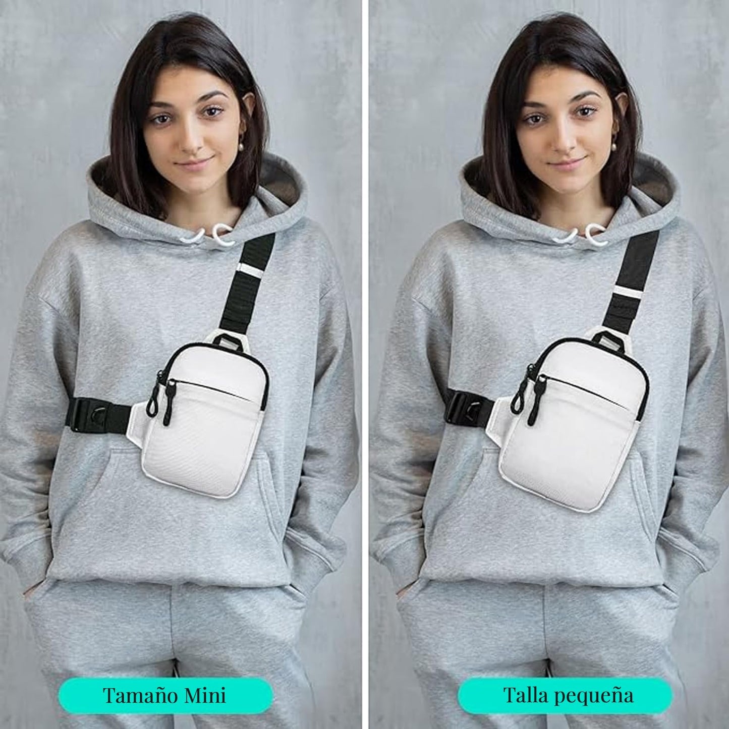 CXJYSD Mini Bolso Cruzado En El Pecho,Para Hombre Y Mujer Con Bolsillos Dobles,Riñonera Impermeable Con Manos Libres,Adecuado Para Deportes Al Aire Libre,Correr Y Viajar (Blanco-01)