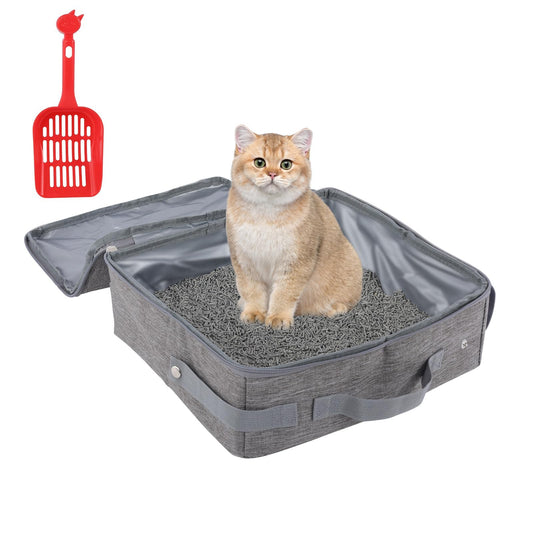 JAKLENA22 Arenero para Gato, con Pala para Arena de Gato,Caja de Arena para Gatos Portátil de Plegable, Impermeable, Sin Fugas, Ligera, para Viajes, Camping,Viajes por Carretera (30 x 30 x 11cm)