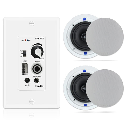 Altavoces de Techo Herdio Blanco de 6.5 Pulgadas Bluetooth para Hogar y Oficina