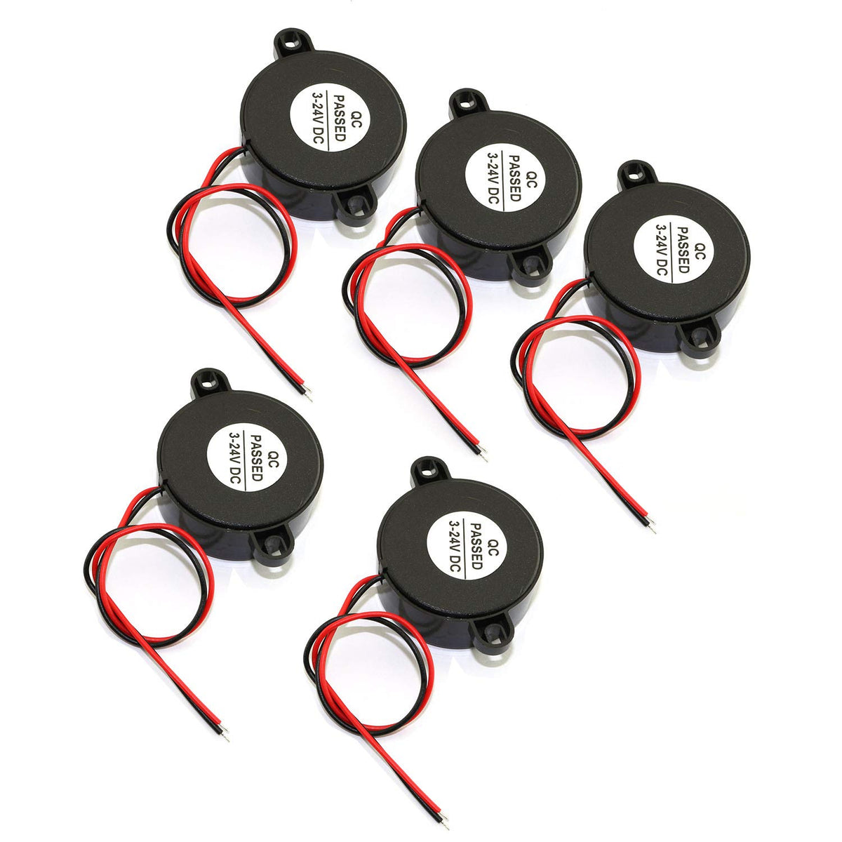 Buzzer Piezoeléctrico Activo RuiLing 85dB Negro con Sonido Continuo e Intermitente Paquete de 2 para Accesorios de Coche