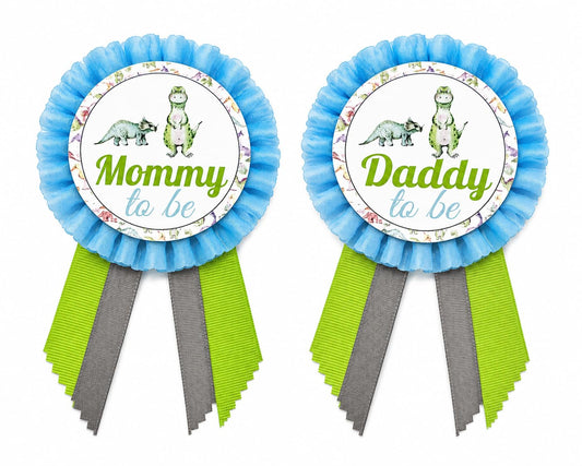 Alfileres de dinosaurio para baby shower para mamá, papá, abuela, selva, familia, para llevar, es un niño, Una talla, Cartulina cartulina cintas de satén Pin de diamantes de imitación solo para faja,