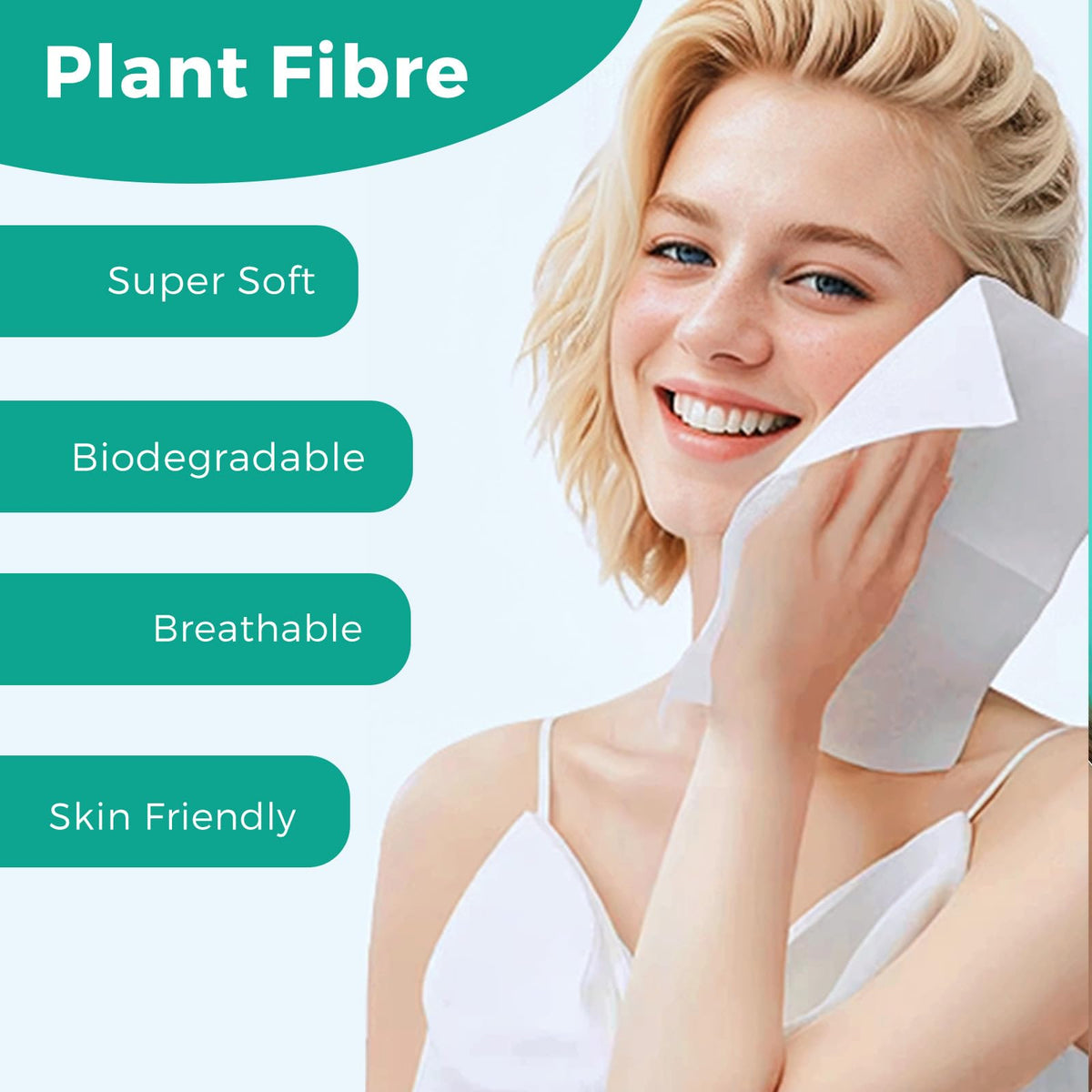 ONLYCARE Disposable Face Towel, Biodegradable Face Towels, 10" x 12" Super Thick Soft Facial Towels, 50 Count Face Towelettes Disposable for Sensitive Skin, Makeup Remover Dry Wipes, 1 Pack