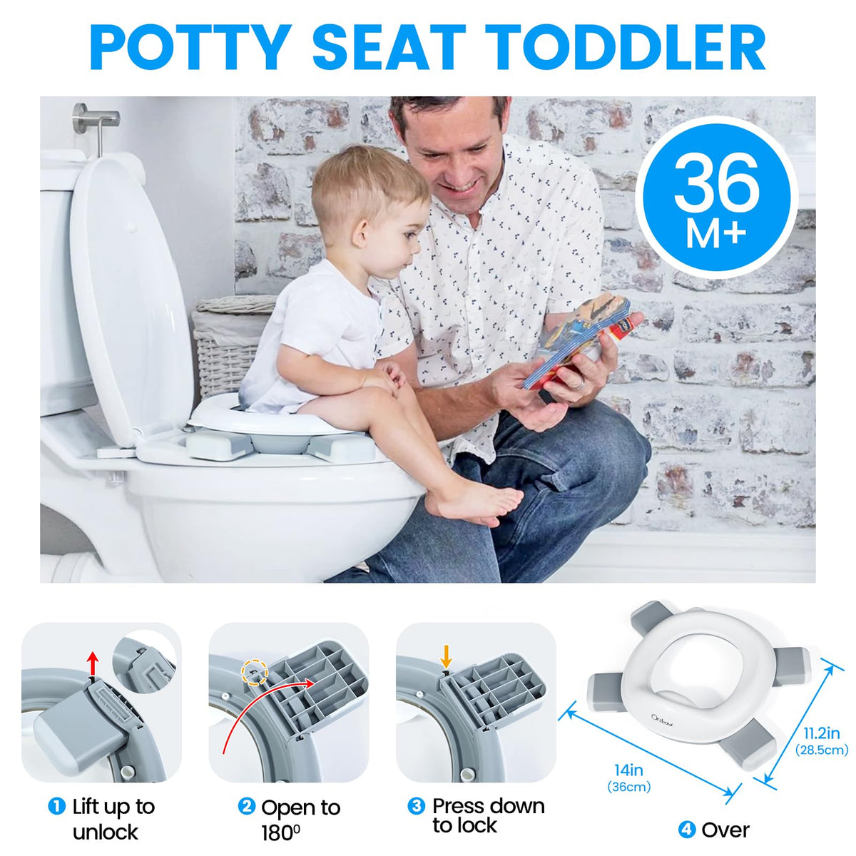 Orzbow - Inodoro portátil de entrenamiento para niños y niñas con bolsa de almacenamiento, silla de viaje plegable, asiento para orinal para niños pequeños para interiores y exteriores, fácil de
