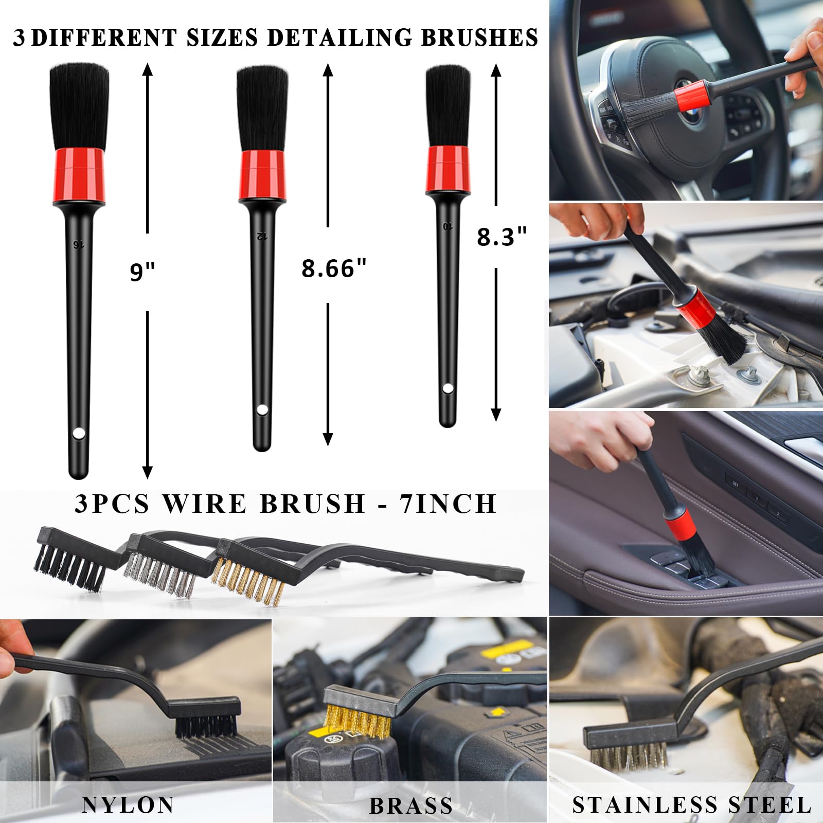 AUTODECO - Kit de limpieza de 40 piezas para lavado de coches con pistola de espuma, bolsa de lona negra, bolsa de lona negra, portátil de alta potencia, manopla, esponja, toallas, cepillo, raspador de ventanas, plumero, juego completo de detalles para in