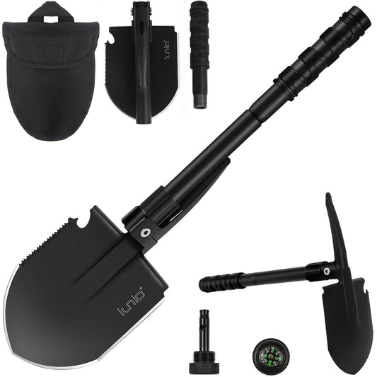 iunio - Pala de supervivencia plegable, herramienta de entrenamiento de grado militar, pala de emergencia plegable para recuperación ante desastres, emergencia de coche, pala multiherramienta con