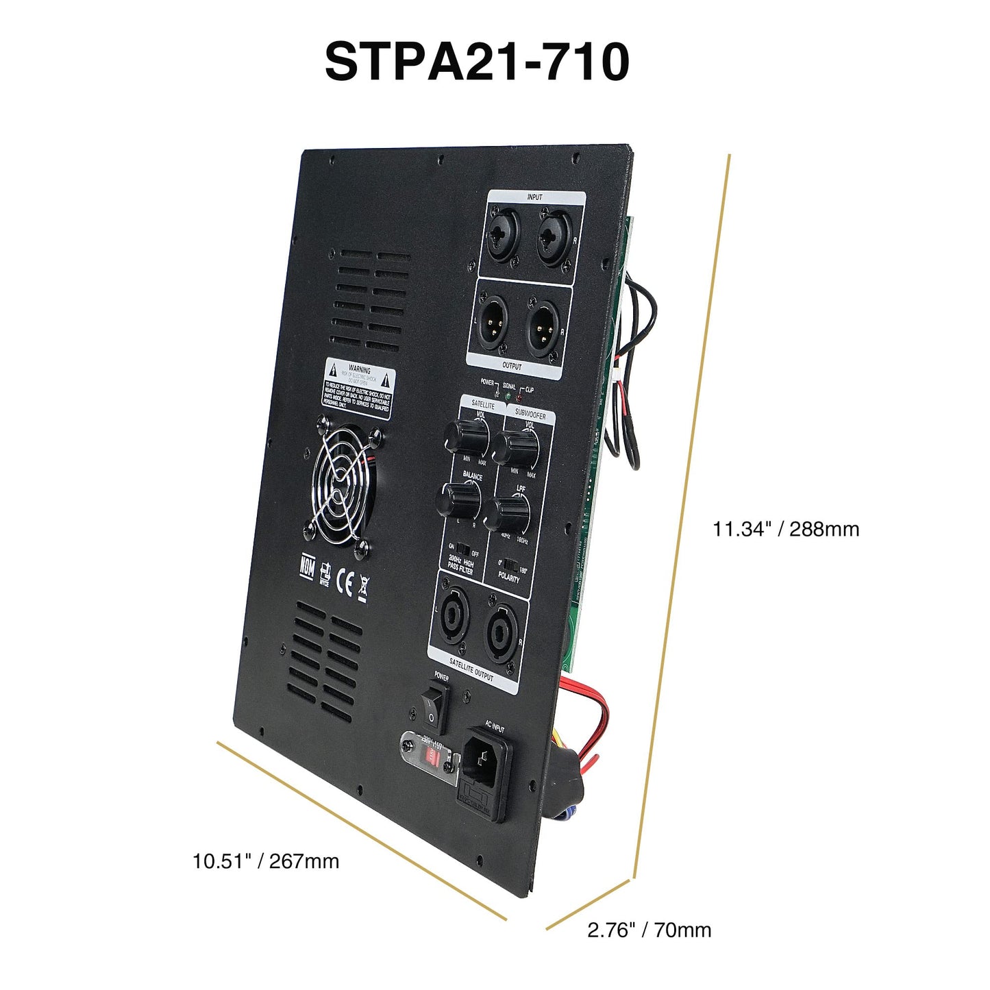 Sound Town - Amplificador de placa clase D para gabinetes de subwoofer PA DJ, con salidas de altavoz, LPF (STPA21-710)