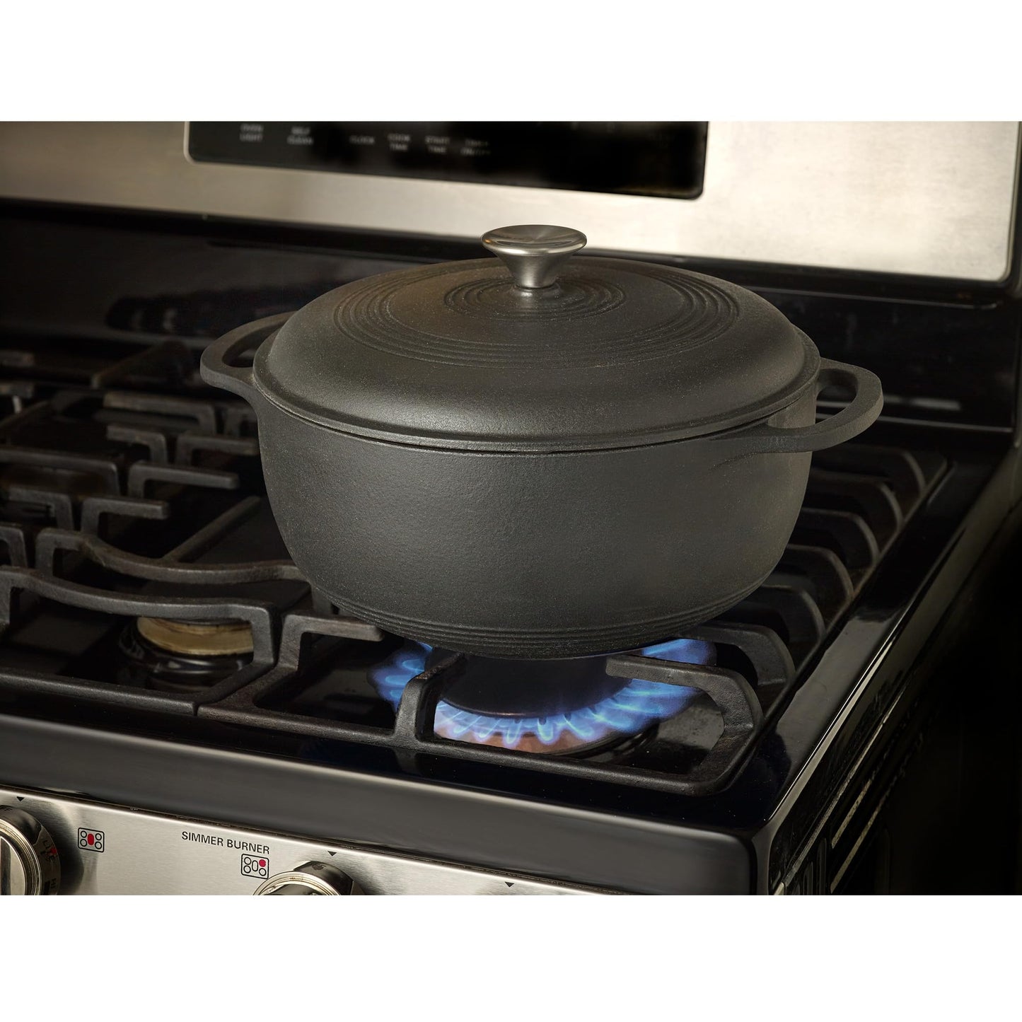 Mercer Culinary Horno holandés redondo de hierro fundido esmaltado, 6 cuartos de galón, negro mate