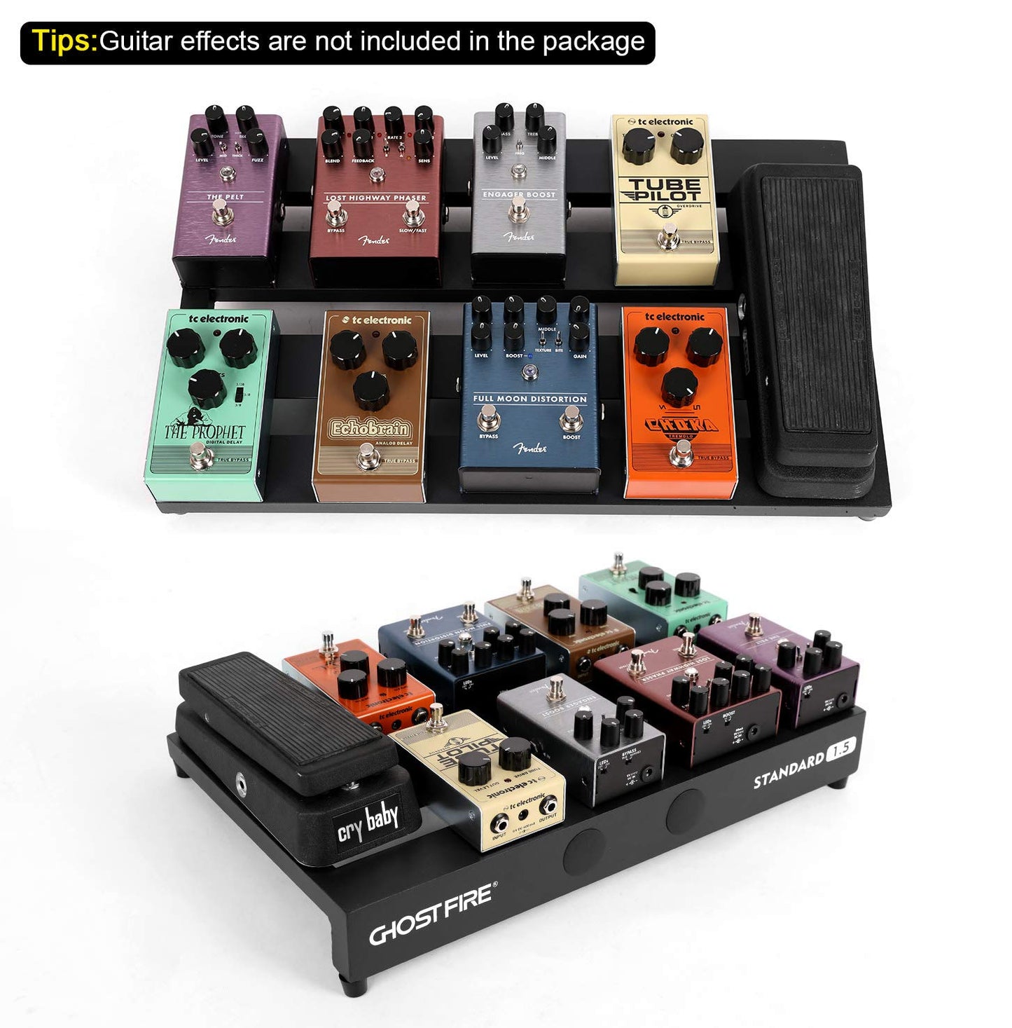 GHOSTFIRE Ghost Fire - Pedalera de aleación de aluminio de 0.13 kilogramos y 50 x 30 cm con bolsa de transporte, serie V (V-STANDARD 1.5)