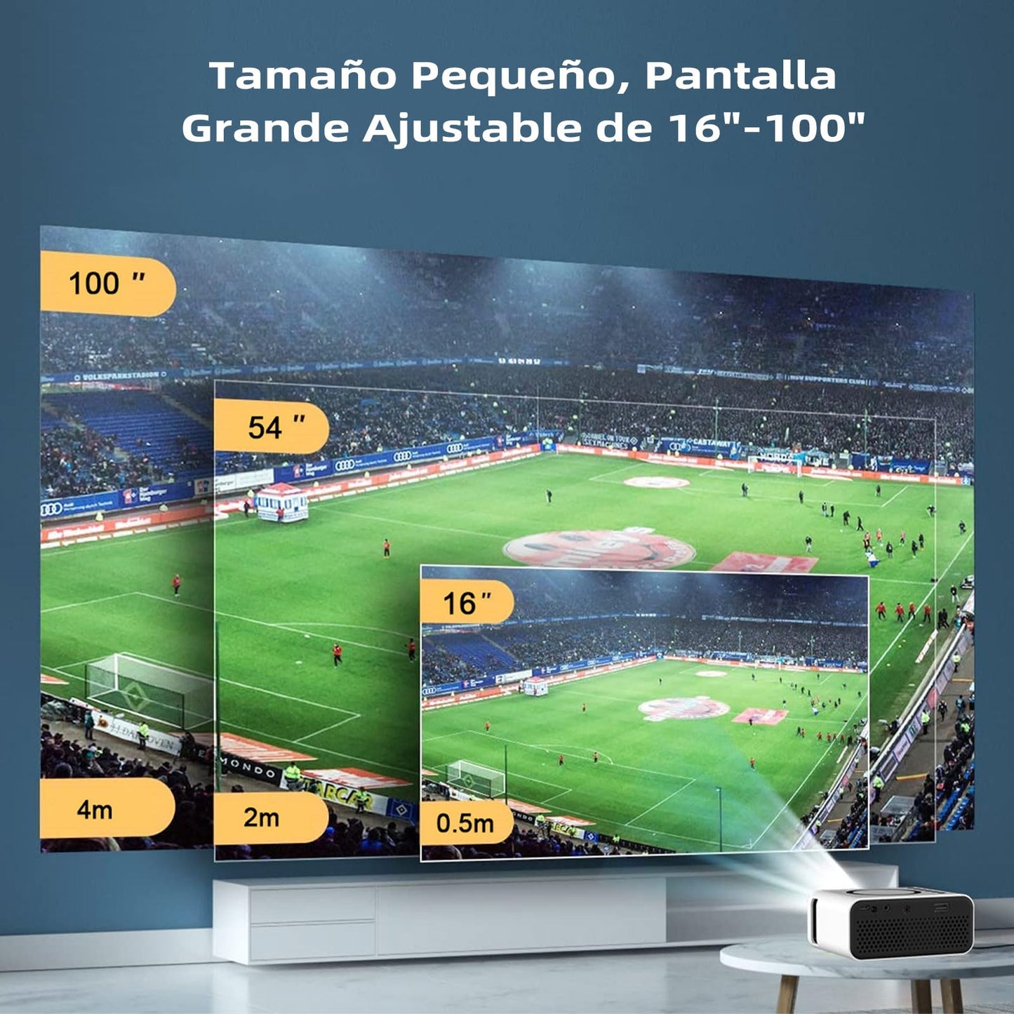 Mini Proyector Portátil ZVXCABV Blanco 1080P Wifi para Celular 250ASIN Compatible con Airplay y Miracast