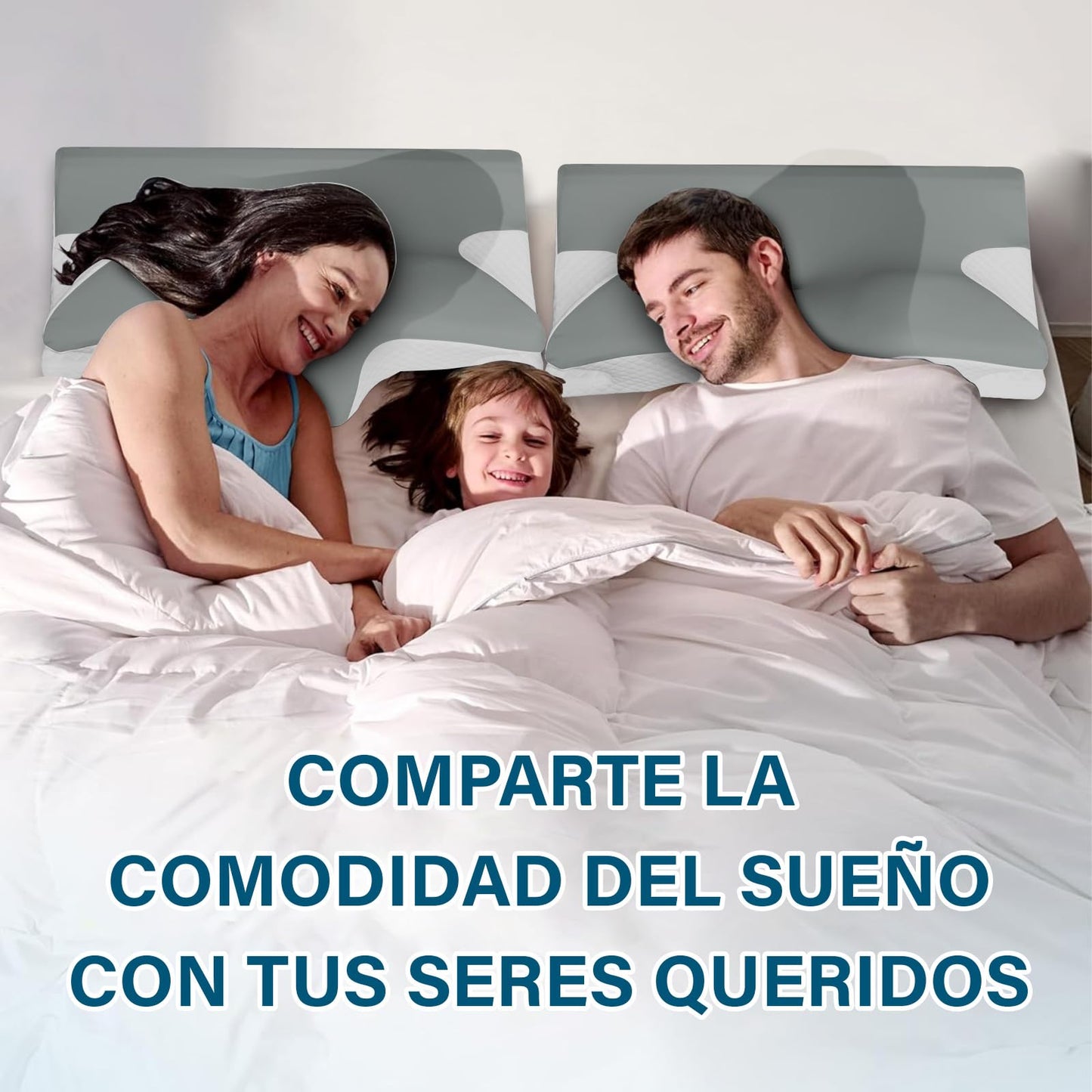 GALASALA Almohada Memory Foam, Almohada Cervical para Aliviar el Dolor de Cuello, Almohada Ortopédica Ergonómica para Personas Que Dormir de Lado, Boca Arriba o Boca Abajo, con Fundas de Almohada
