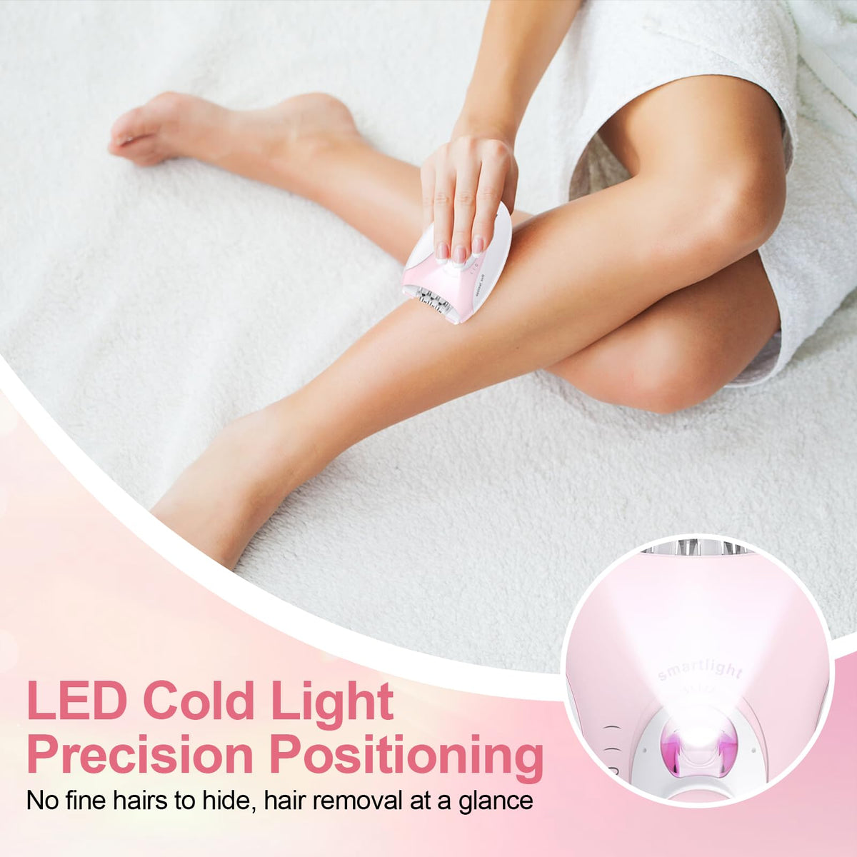 Smooth Glide Depiladora para mujer, depiladoras con luz LED, dispositivo de depilación facial de 2 velocidades, con una almohadilla de masaje vibrante y 36 pinzas para axila, brazo, pierna, bikini