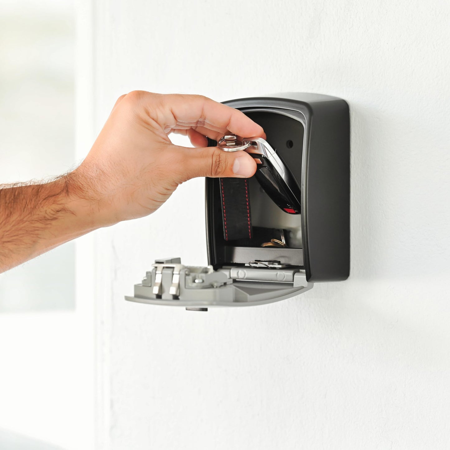 Iron Lock – Caja de cerradura de combinación de 4 dígitos, caja de bloqueo de llave montada en la pared, caja de seguridad impermeable para interiores y exteriores, interruptor A/B, Gris-XXL