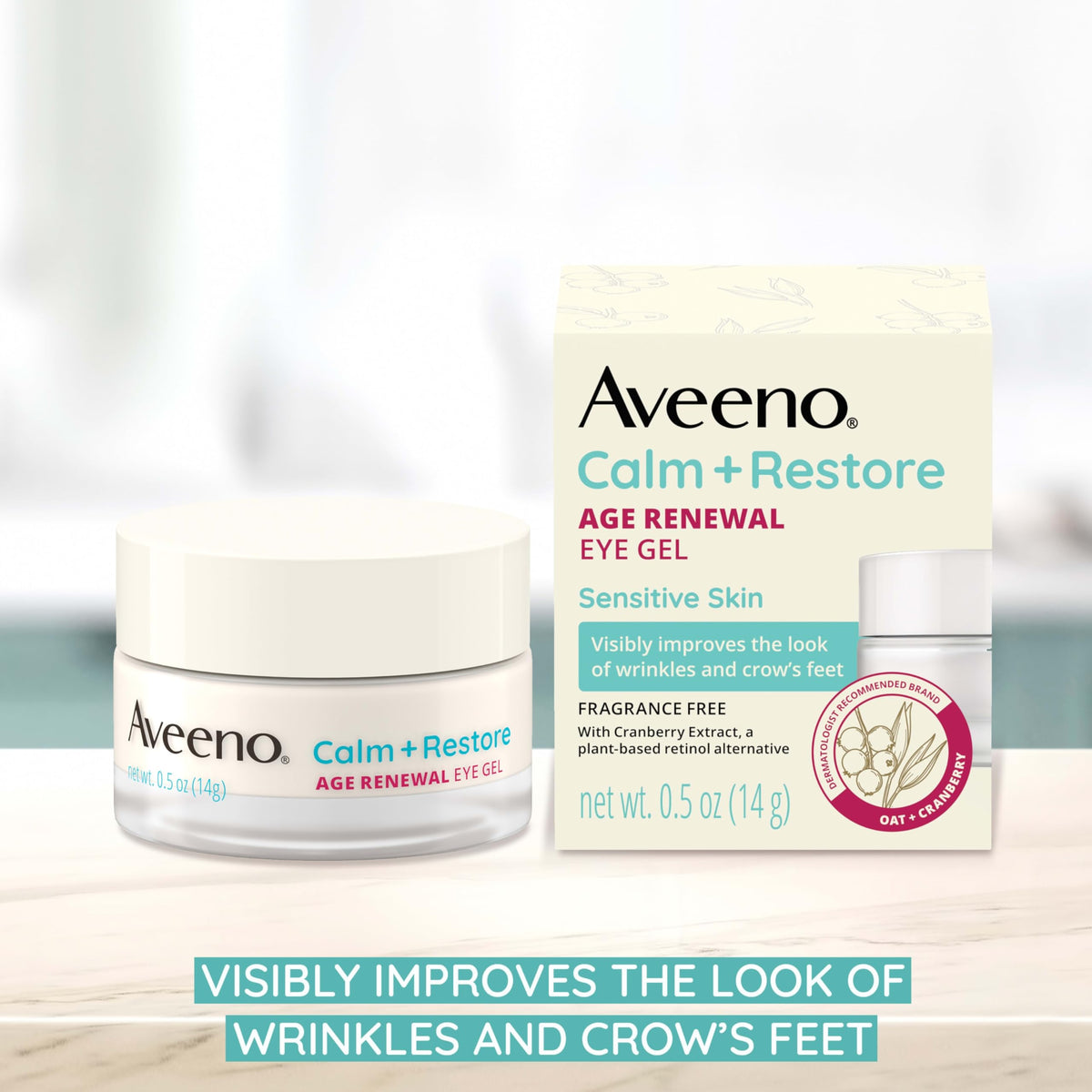 Aveeno Gel Antiedad Para Ojos Calm + Restore Age Renewal Crema Para El Contorno De Ojos Con Extracto Nutritivo De Avena Y Arándano Que Mejora Visiblemente El Aspecto De Arrugas Y Patas De Ga