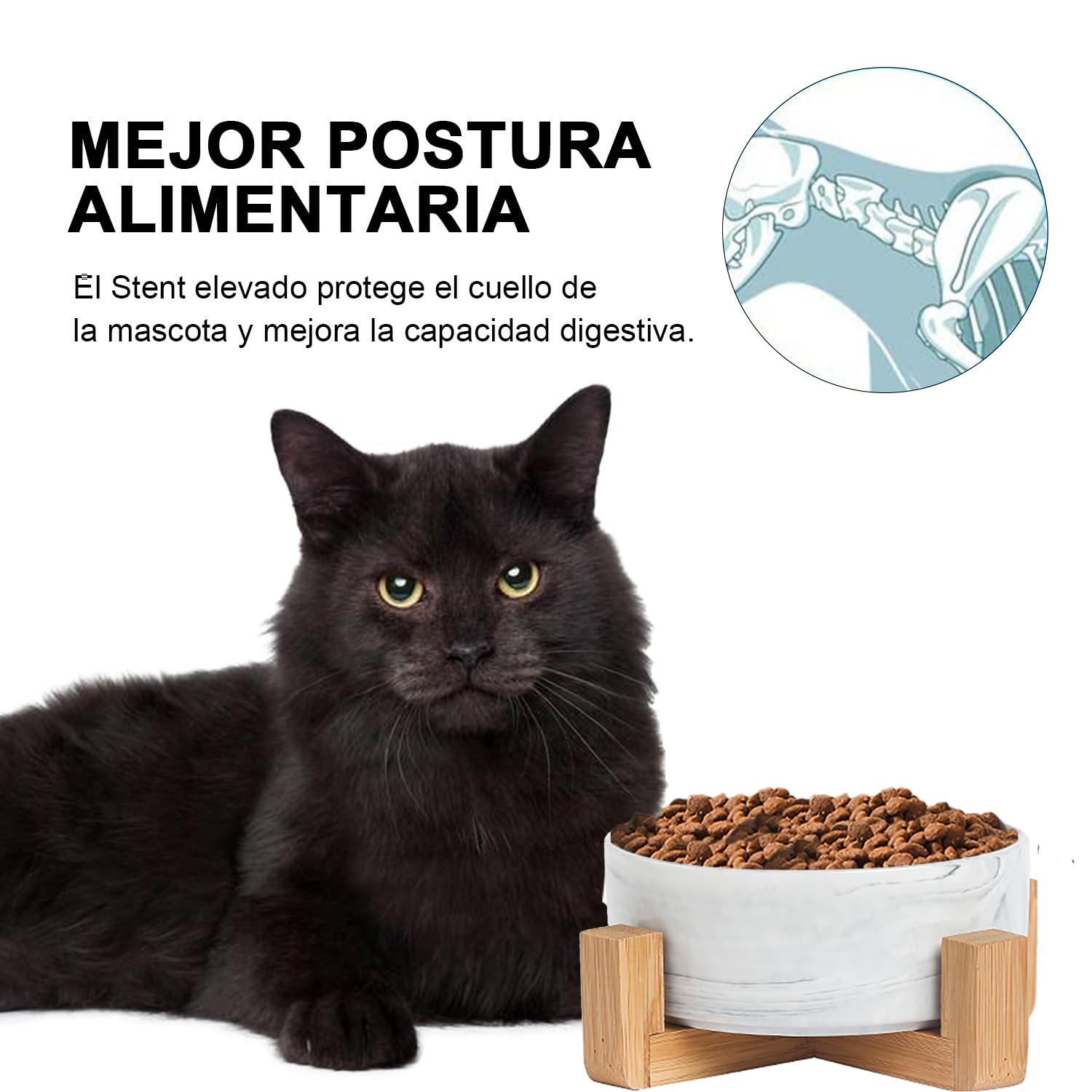CHENGBAO Plato para Perro y Gato de Cerámica Marmolizada con Base de Estabilizadora (Gris 1)