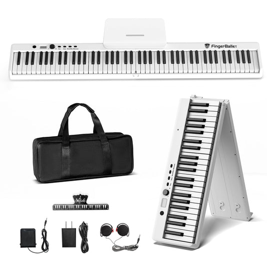 FingerBallet - Teclado de piano portátil con doble peso para piano digital de 88 teclas, tamaño completo, grano de madera, teclado de piano eléctrico con Bluetooth MIDI, adecuado para adultos, niños pequeños, niños