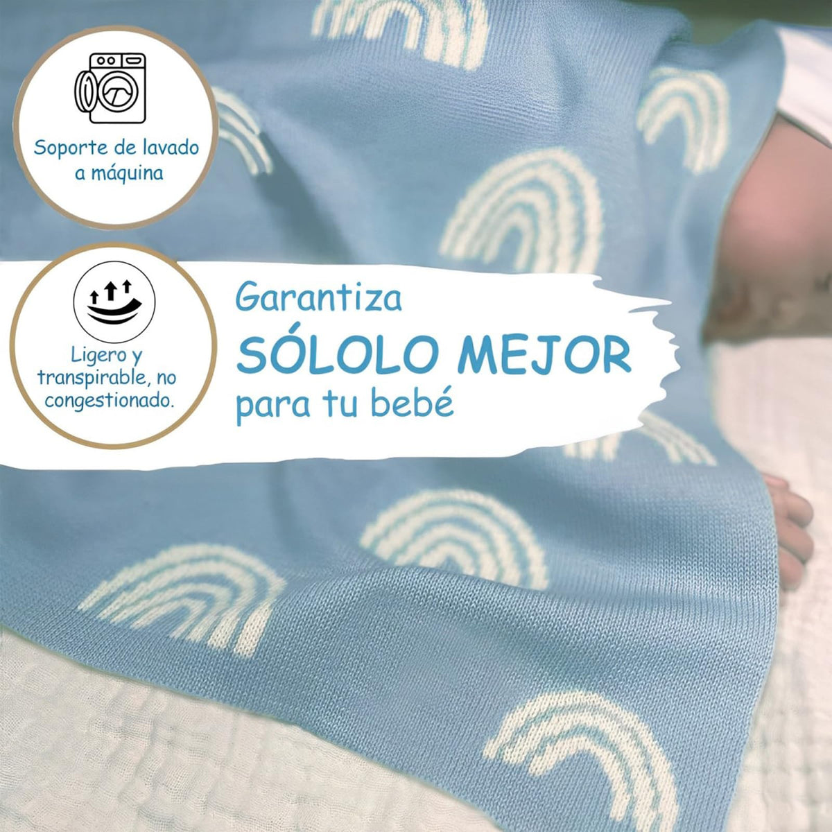 TGHVCQ Manta de bebé, Cobija de para Bebés de Punto de Lujo, Suave Cálida y Acogedora Manta de Abrazo de 90 * 70cm, para Cochecito y Cuna para Recién Nacidos, Bebés e Infantes (Azul)