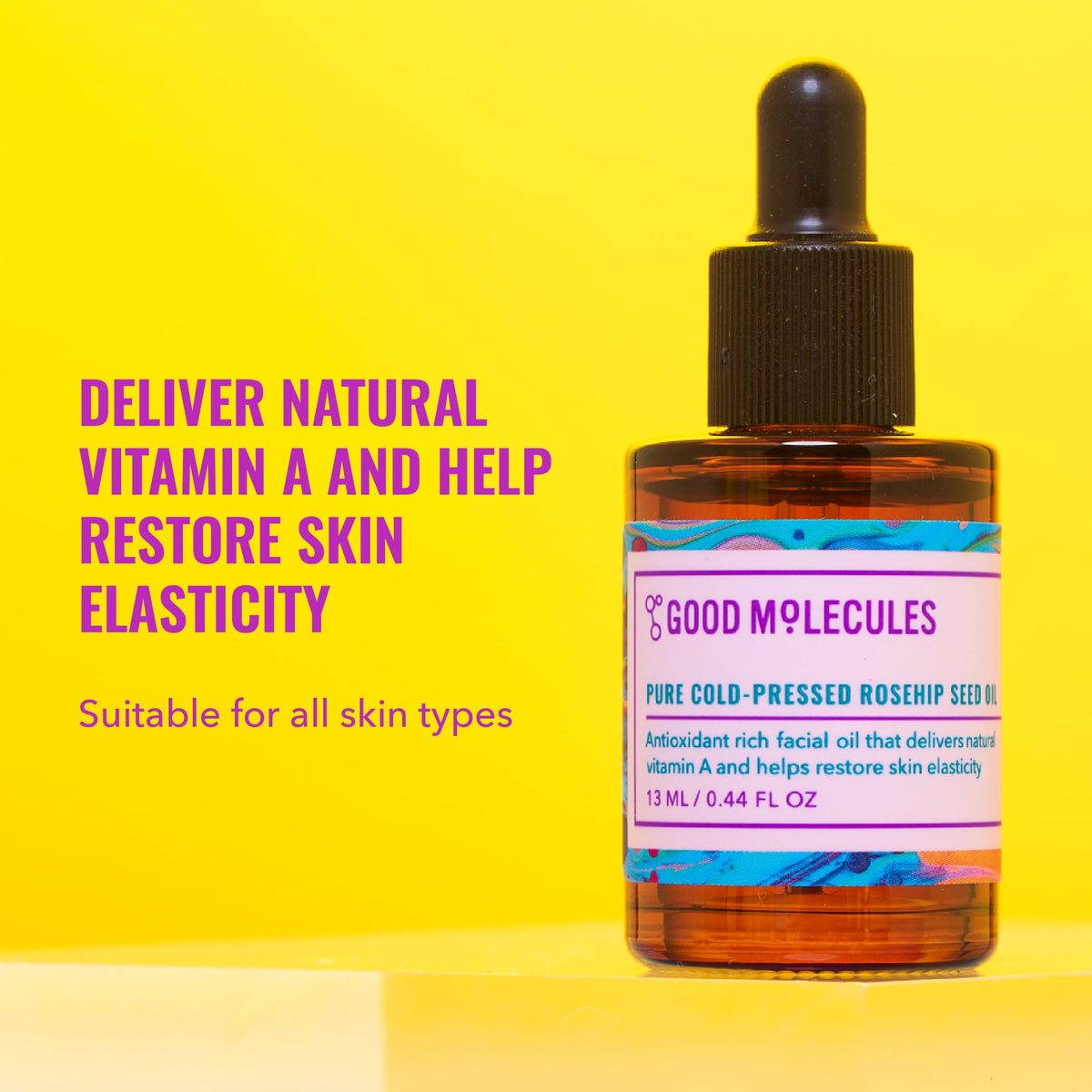 Good Molecules Pure Cold-Pressed Rosehip Seed Oil 13ml / 0.44oz - Moisturizing, Anti-Aging, Antioxidant-rich Face Oil to Plump, Balance, Hydrate - Sustainably Grown, Fragrance-Free, Vegan