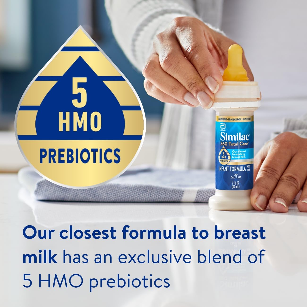 360 total care infant formula with 5 hmo prebiotics, our closest formula to breast milk, non-gmo,‡ baby formula, ready to feed, 2-fl-oz bottle, pack of 12