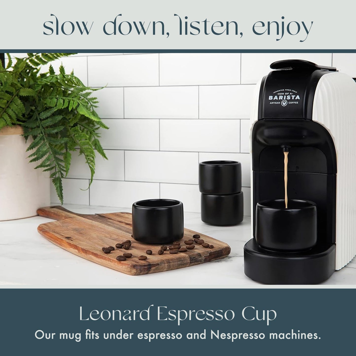 Folk Ceramics Leonard Tazas de café expreso de cerámica | Modernas tazas apilables demitasse para espresso, paredes gruesas, sin mango, duraderas, aptas para lavaplatos y microondas, juego de 2, 3