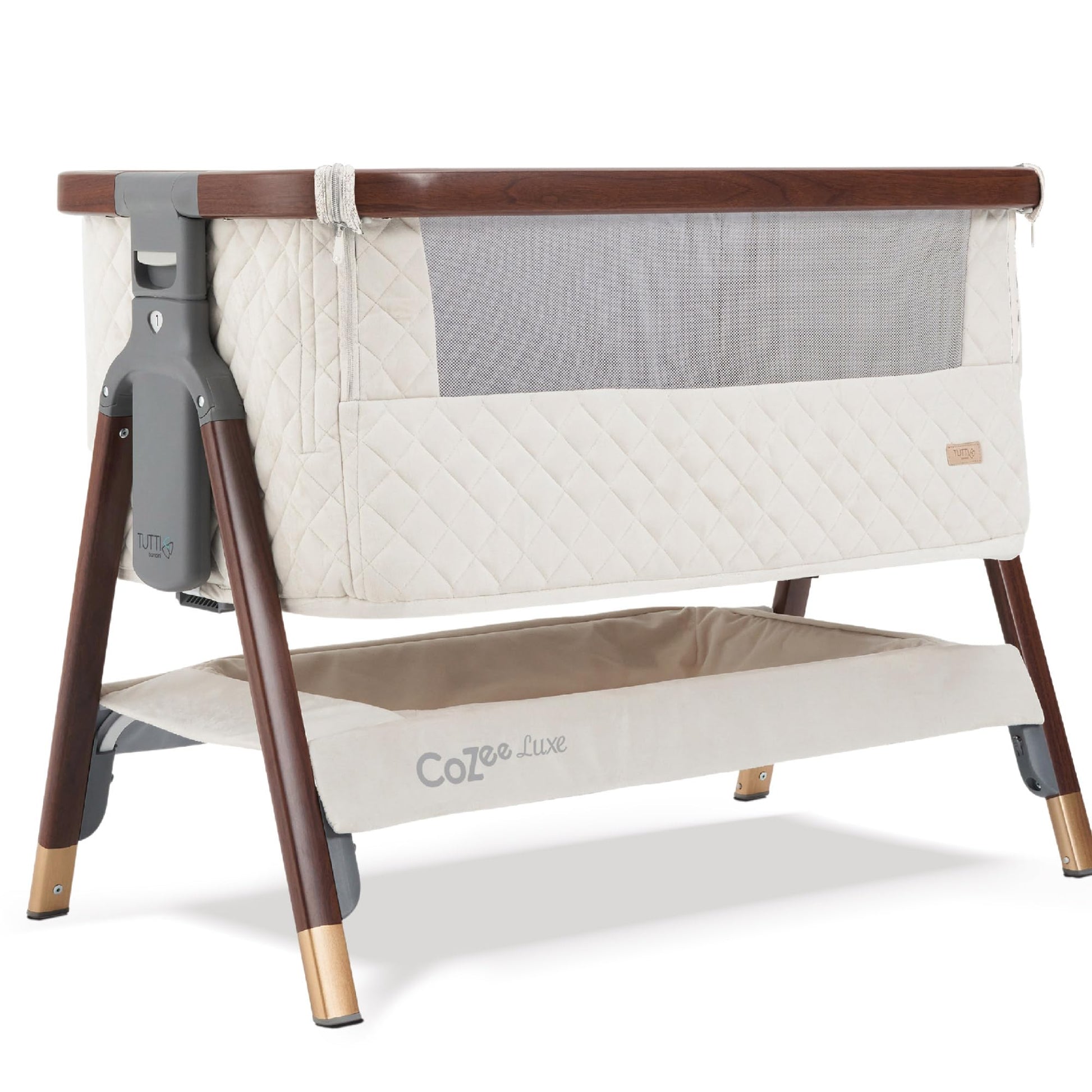 Tutti Bambini CoZee Luxe Next to Me Cuna y cuna no empotrado, nogal/crema
