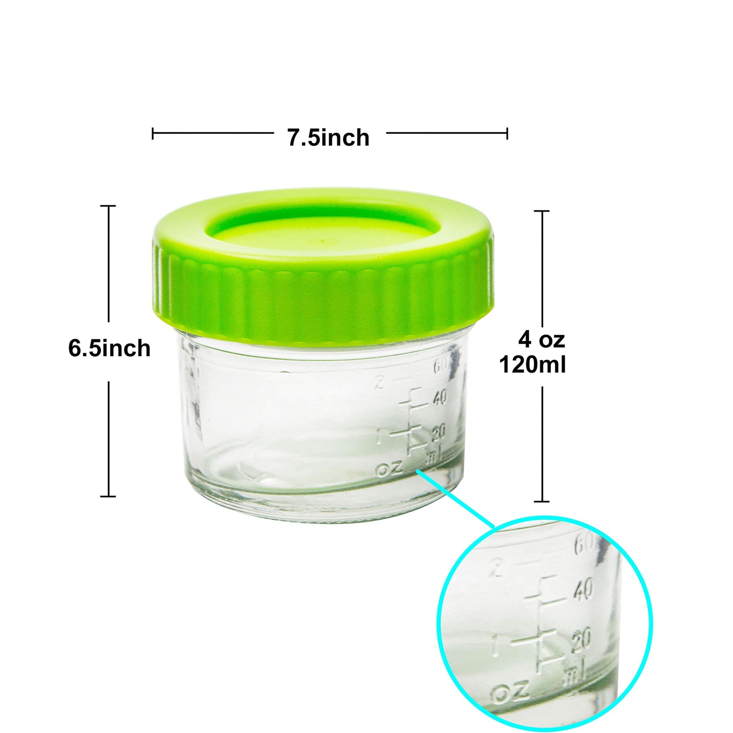 Youngever - Contenedores de vidrio apilables para alimentos para bebés, 4 onzas, con tapas herméticas, tarros de vidrio con tapas, 8 colores surtidos (paquete de 8)