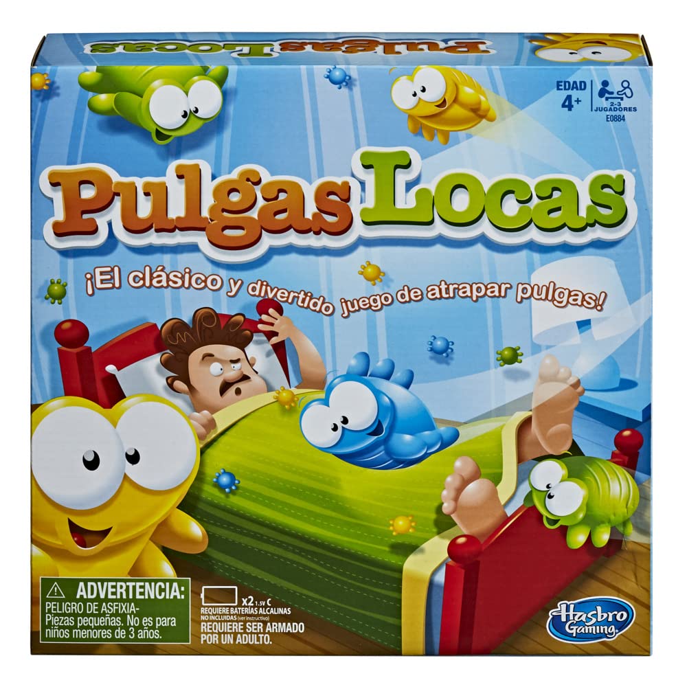 Hasbro Gaming Pulgas Locas - Juego de Mesa con 1 Tablero, 36 Piezas de Colores y 3 Pinzas para 2 o 3 Jugadores a Partir de 4 años