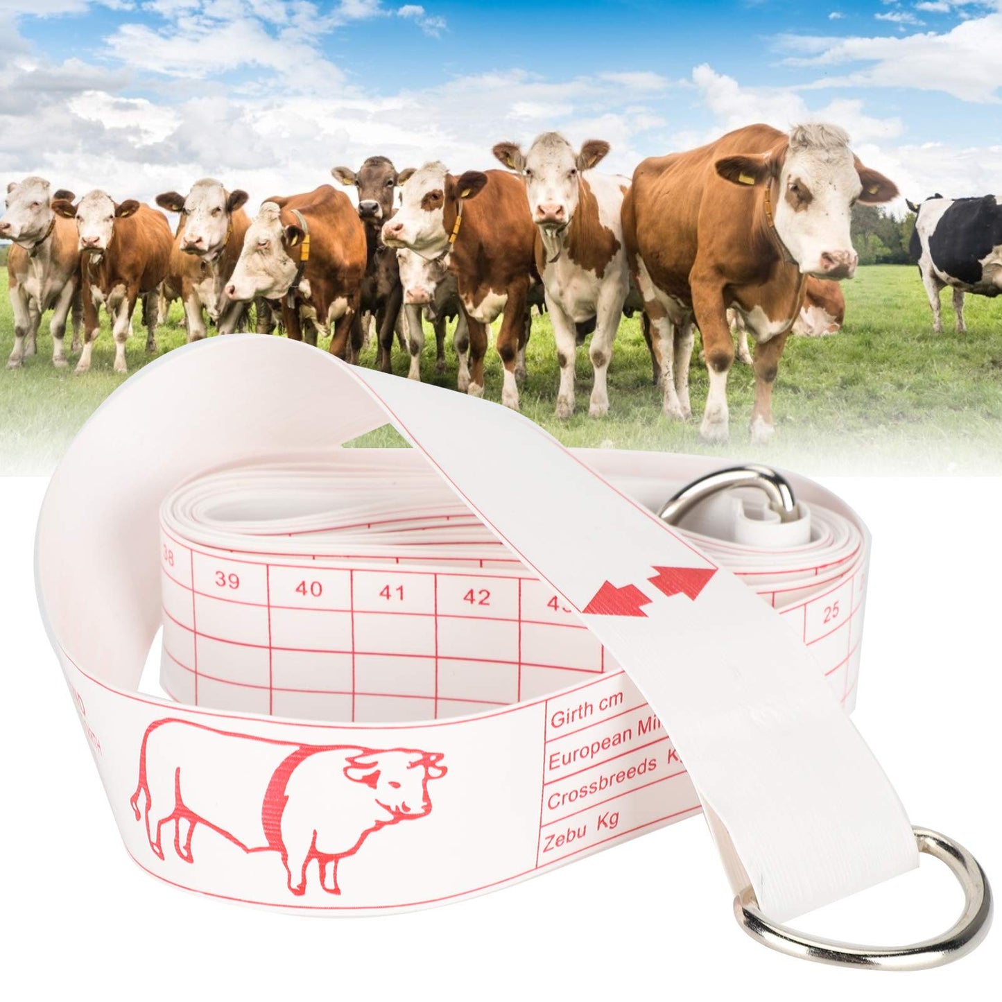 Cinta métrica de peso corporal de ganado de 2,5 m, regla de contraste de peso de busto portátil, equipo agrícola para peso corporal de ganado animal