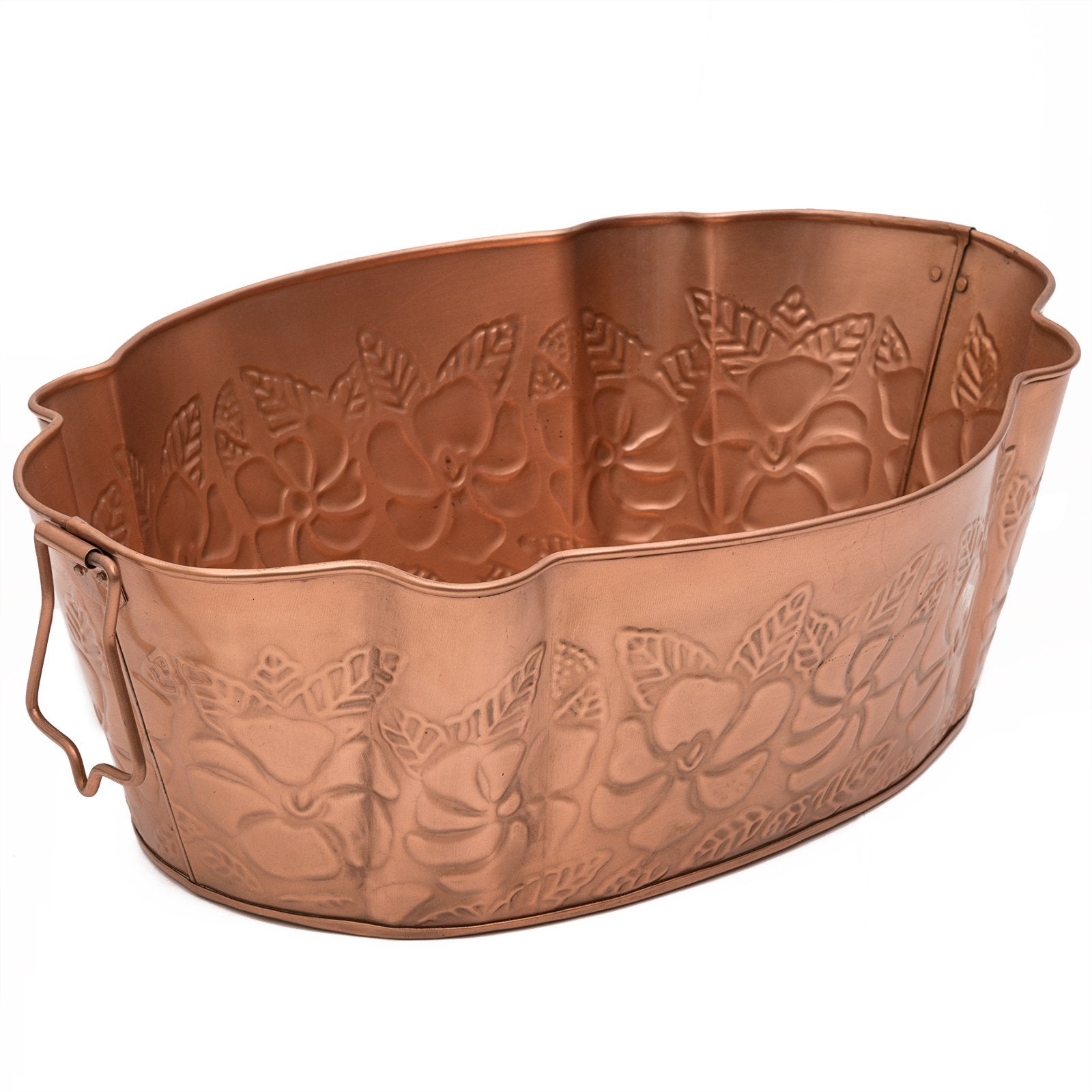 ACHLA DESIGNS Tina galvanizada Ovalada chapada en Cobre en Relieve