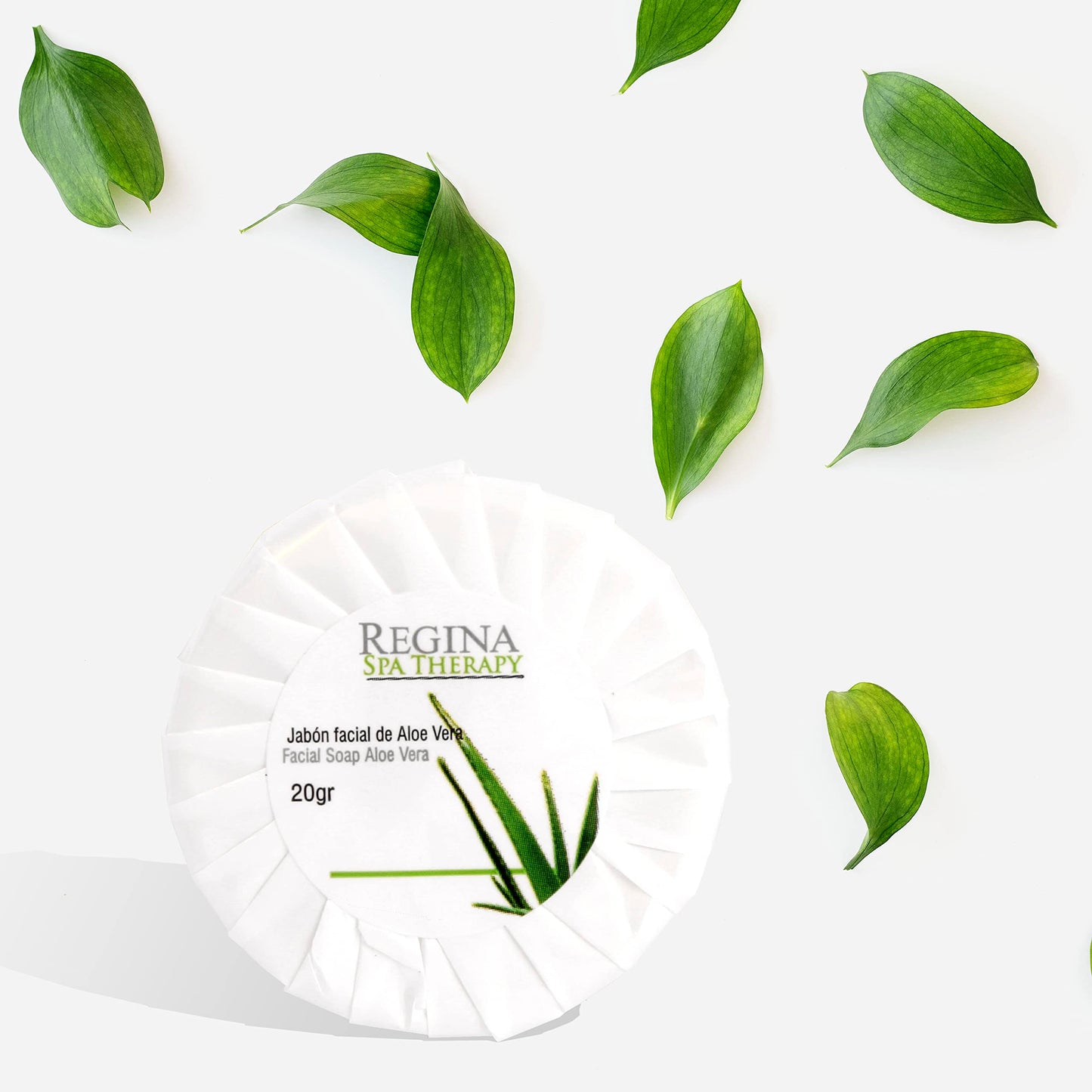 Regina Spa Therapy - Jabón Facial hecho a base de Aloe Vera. Caja con 500 piezas de 20 gr. cada una.
