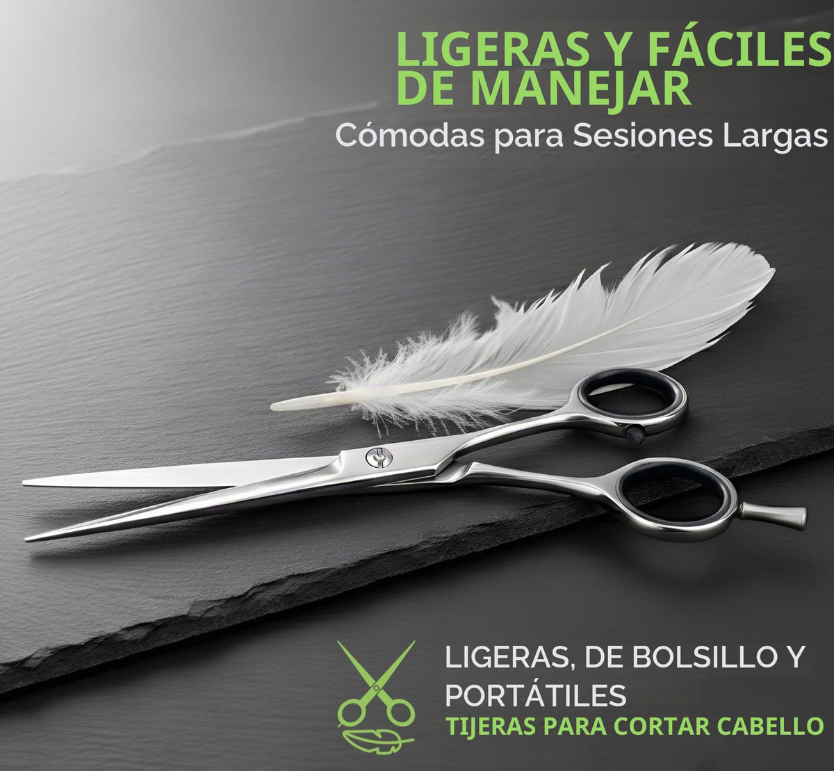 Ruvanti Tijeras profesionales para cortar el cabello - Cuchillas afiladas Tijeras para el cabello / Tijeras de peluquero / Tijeras para bigote - Tijeras para el cabello de acero inoxidable J2 - 6.5 "- Tijeras para corte de cabello / peluquería para niños,