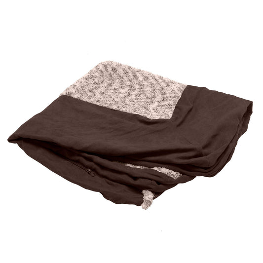 Furhaven Funda de Cama de Repuesto para Mascotas, sofá de Dos Tonos de Piel de Felpa y Gamuza Lavable, Funda de Cama para Perro, Espresso, Jumbo (XL)