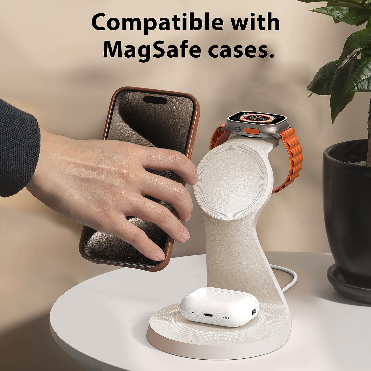 Estación de Carga Inalámbrica Apple MagSafe Negro con Cargador USB para iPhone y AirPods