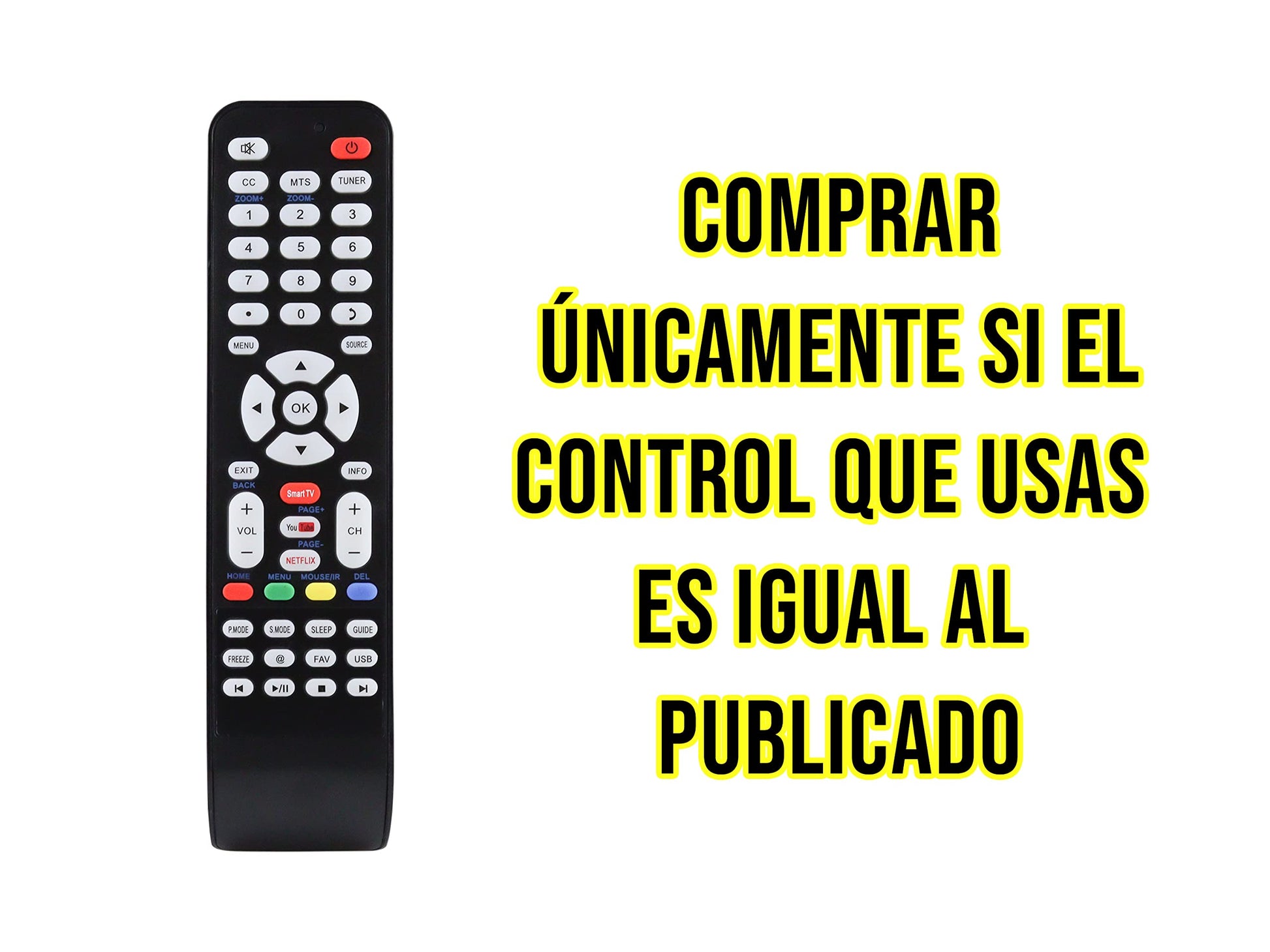 Control Remoto ATVIO Smart TV Letras Azules Pantalla
