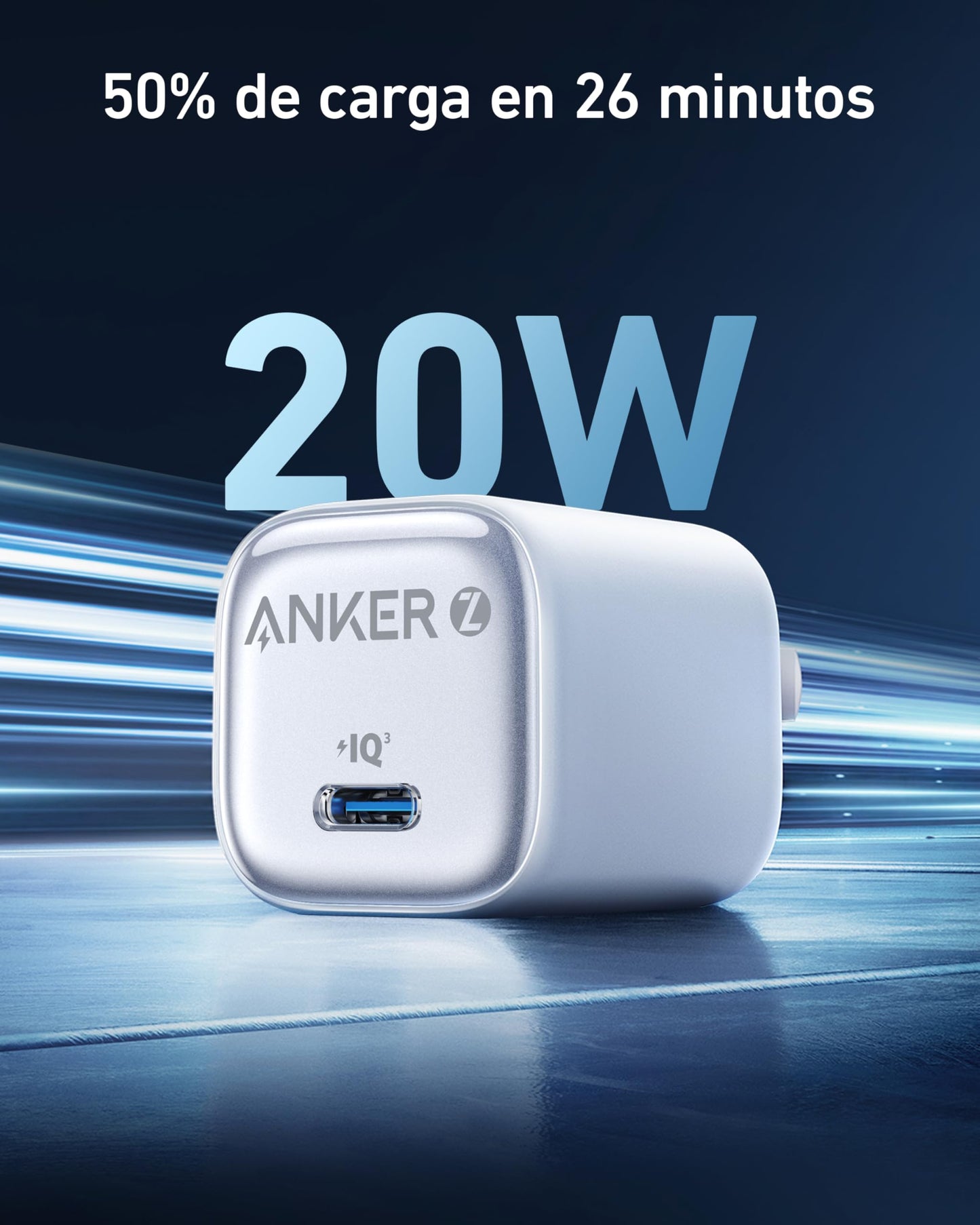 Anker 20W Hielo Cargador Rápido, Control de Temperatura Avanzado, Diseño Compacto 25% Más Pequeño, Compatible con iPhone y Samsung y Otros Dispositivos, USB C Tipo, 2 Colores