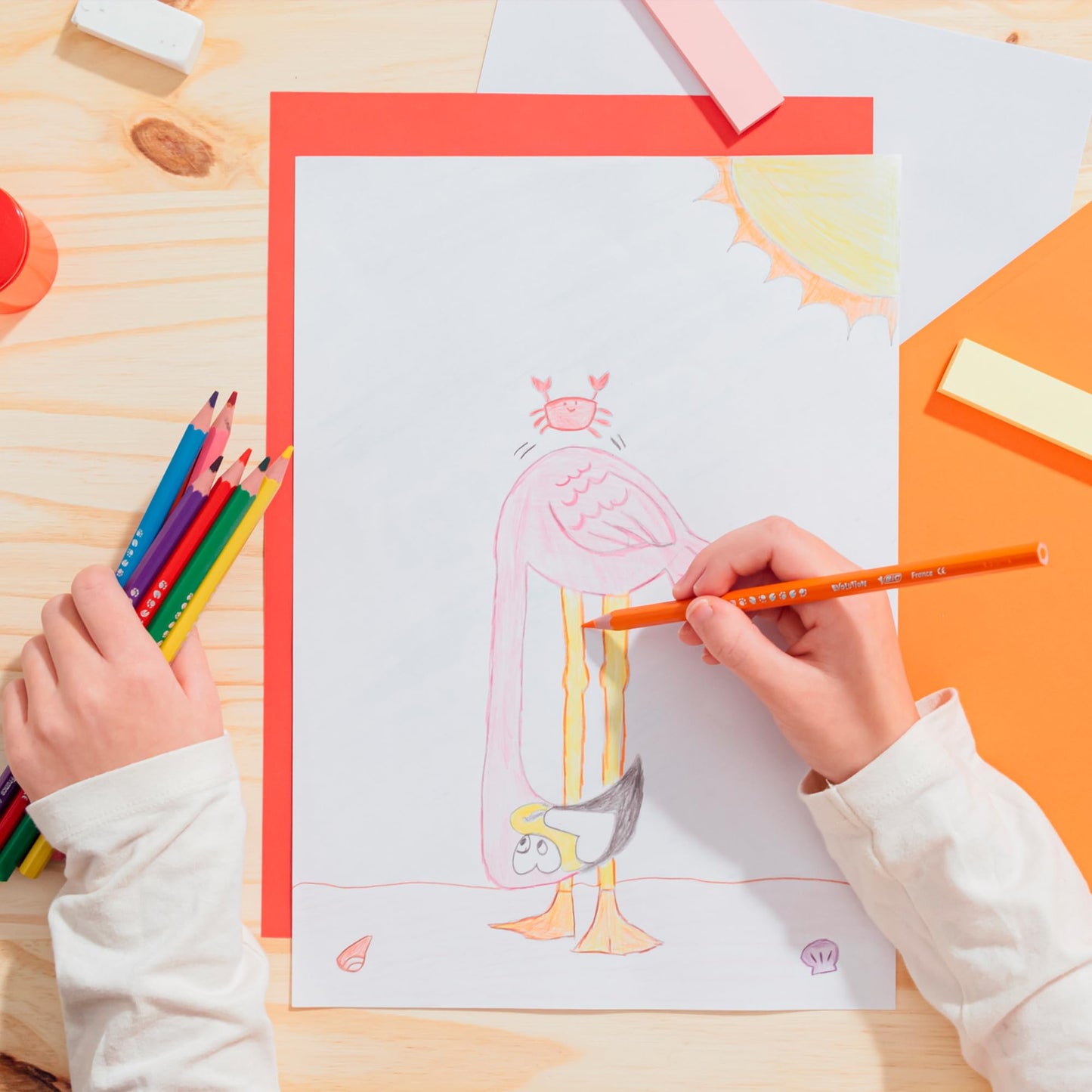 BIC, Lápices de Colores, Punta Resistente, Evolution, Surtido de Colores, 24 piezas + 2 Lápices Gratis
