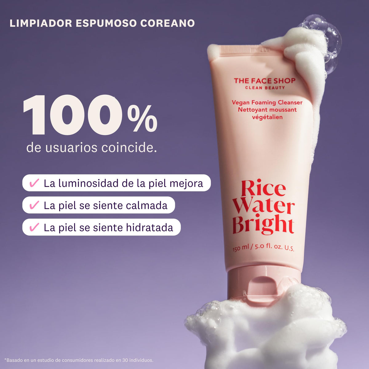 The Face Shop Rice Water Bright - Limpiador Facial en Espuma con Agua de Arroz | Skincare Coreano Iluminador | Limpieza Profunda, Hidratación y Efecto Glow | Textura Cremosa, the Face Shop, SKIN_CLEAN
