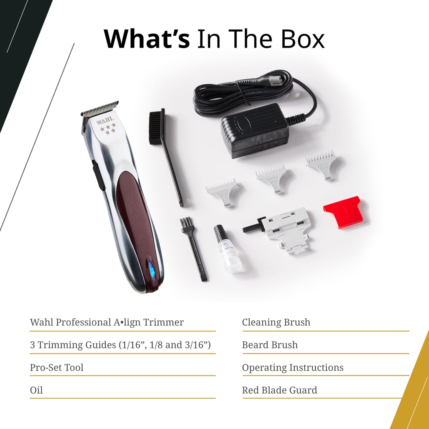 Wahl Professional Align Trimmer, Recortadora de Cabello Inalámbrica con Cuchilla de Acero Inoxidable, 1 Unidad, Modelo 08172